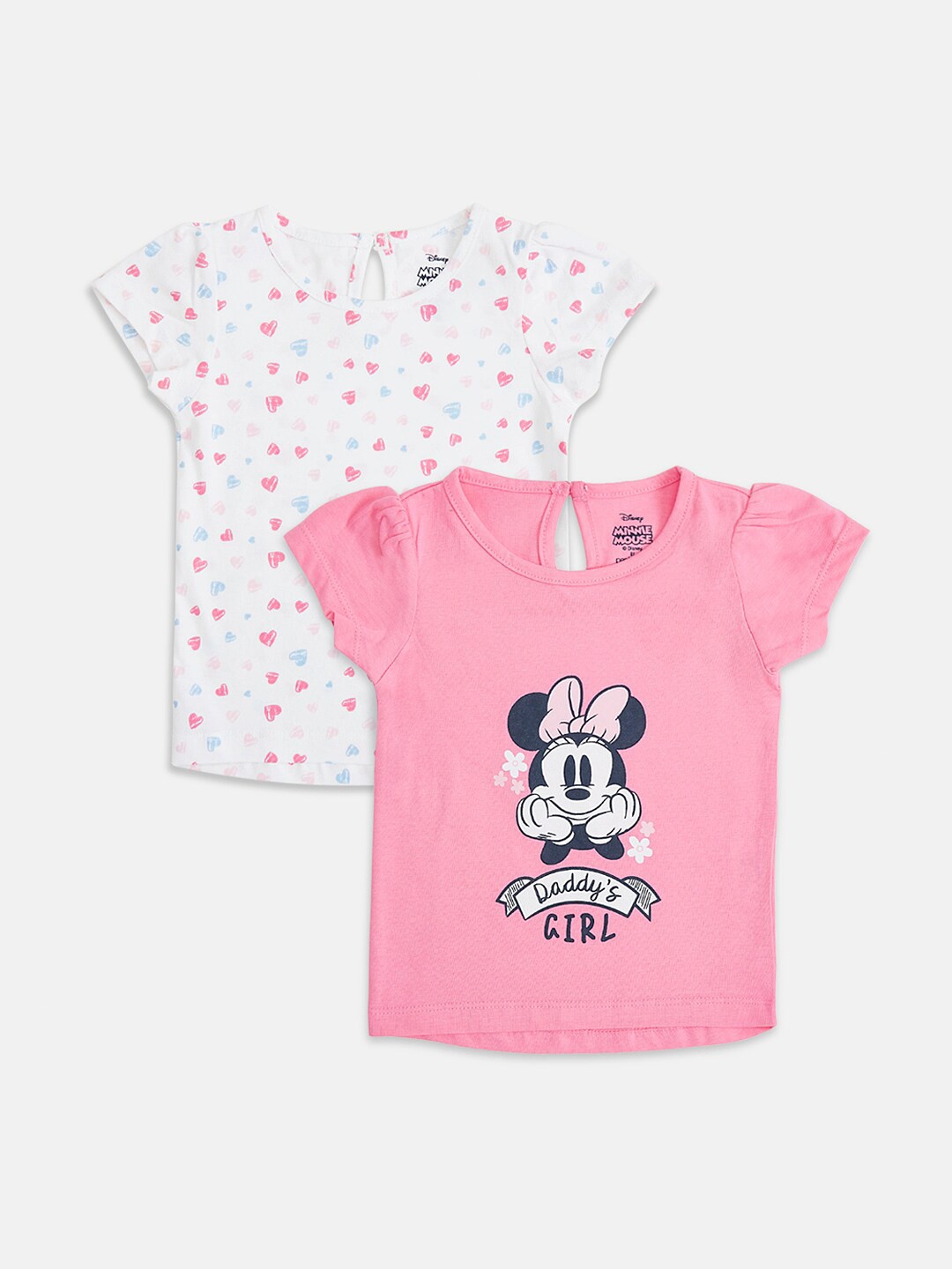 

Pantaloons Baby Infants Girls Pack of 2 Printed Cap Sleeves Cotton T-shirt, Pink