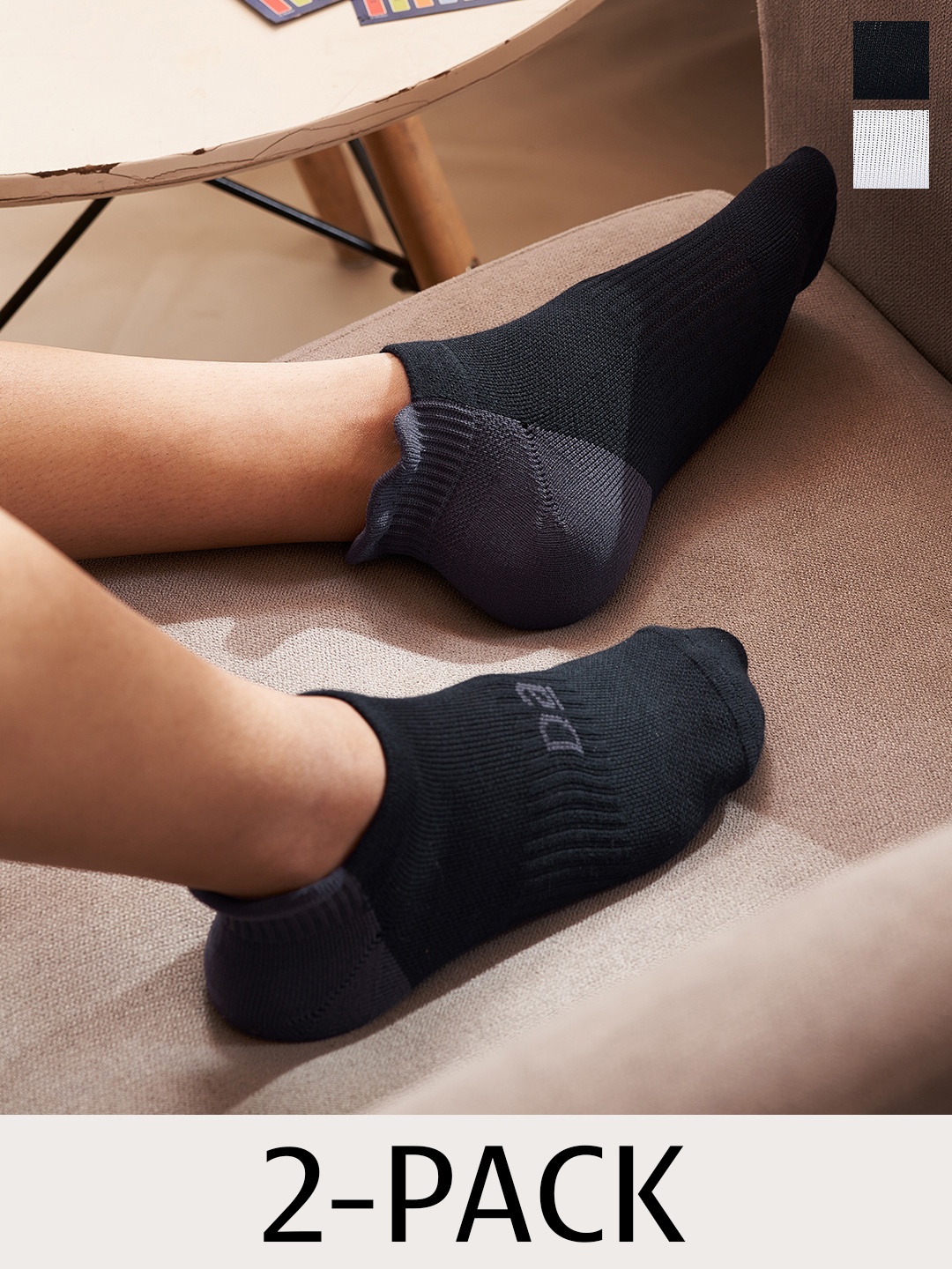

DAMENSCH Men Pack Of 2 Patterned Kick Terry Ankle-Length Socks, Black