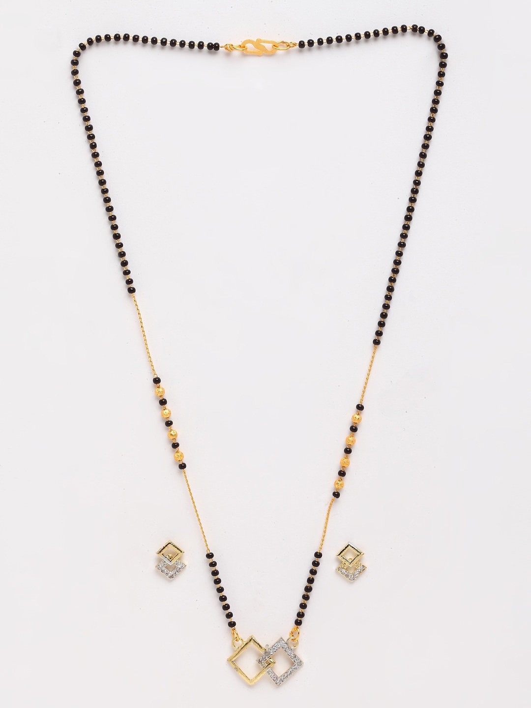 

Anouk Gold-Plated American Diamond Studded Beaded Mangalsutra Set