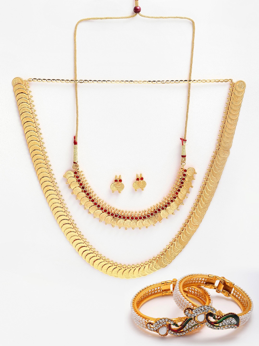 

Anouk Gold-Plated Stone-Studded Temple Jewellery Set