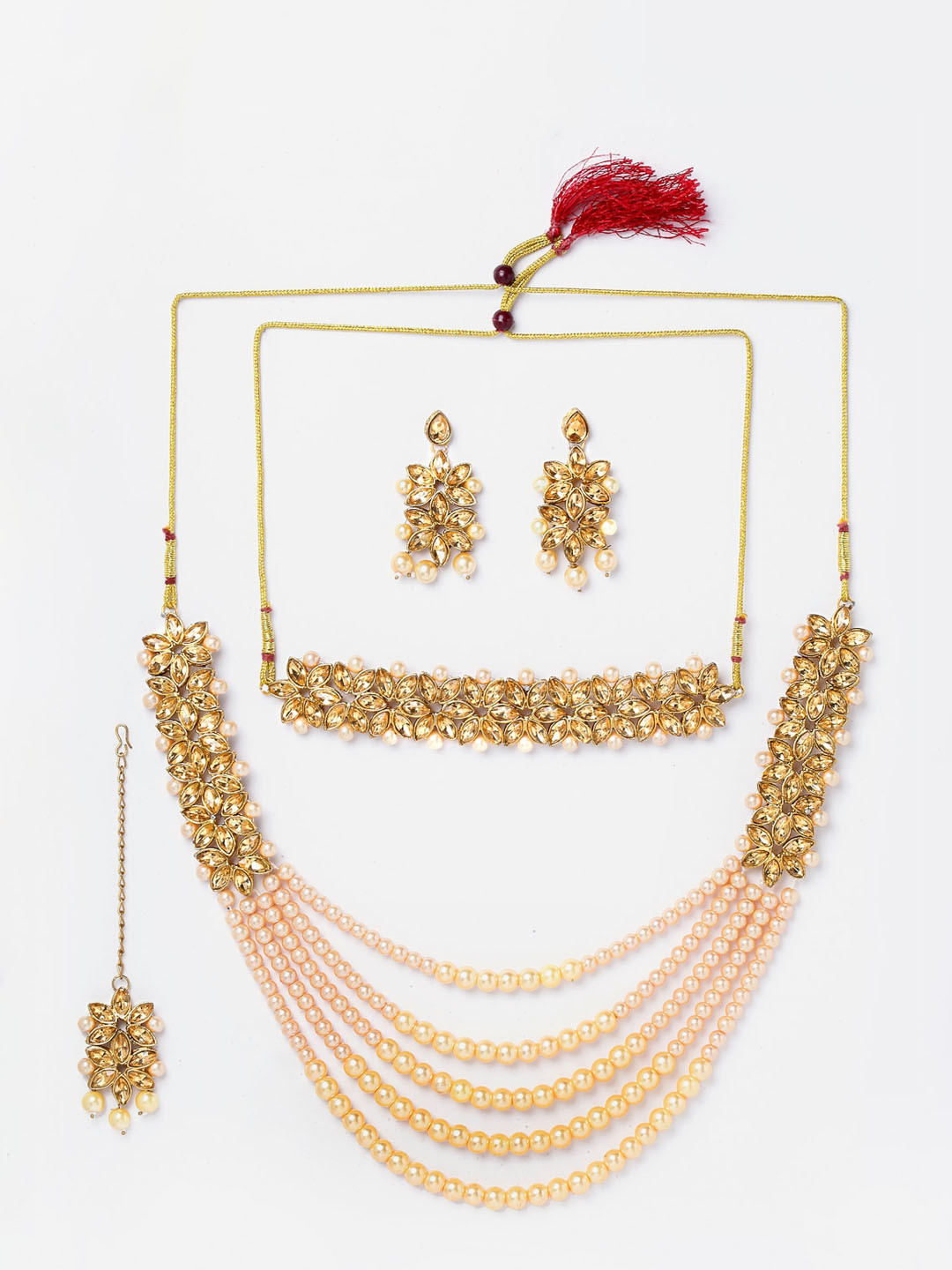 

Anouk Gold-Plated Kundan Studded & Beaded Jewellery Set