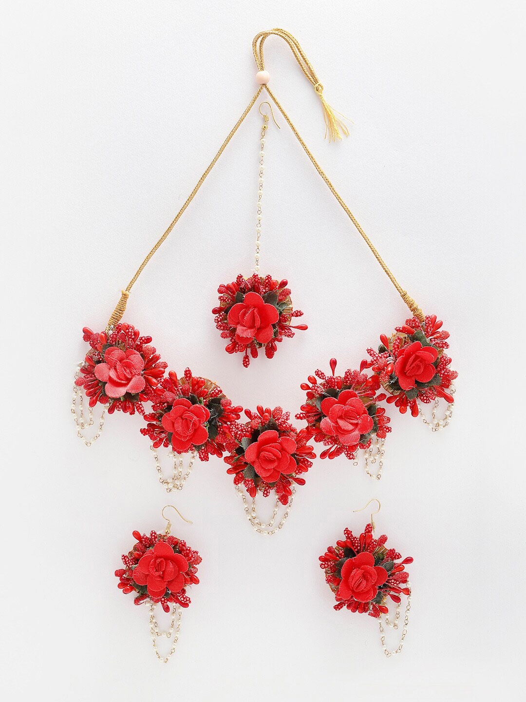

Anouk Gold-Plated Floral Jewellery Set, Red