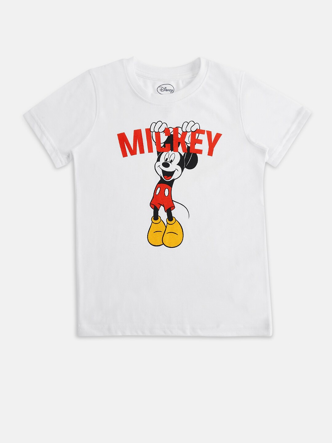 

Pantaloons Junior Boys Mickey Mouse Printed Cotton T-shirt, White