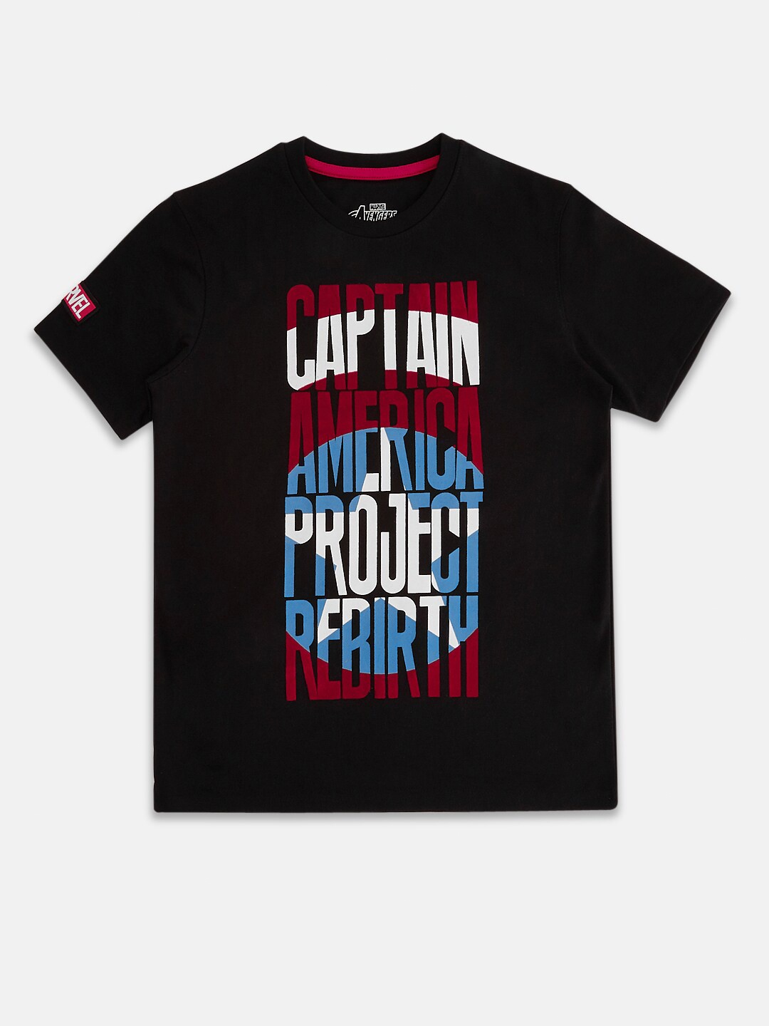 

Pantaloons Junior Boys Typography Captain America Printed Cotton T-shirt, Black