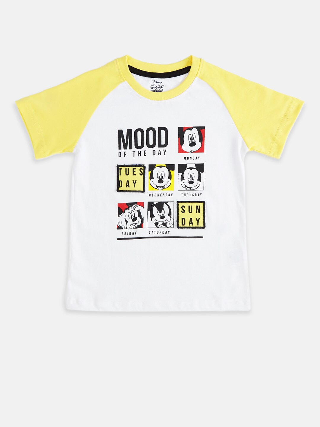 

Pantaloons Junior Boys Typography Mickey Mouse Printed Cotton T-shirt, White