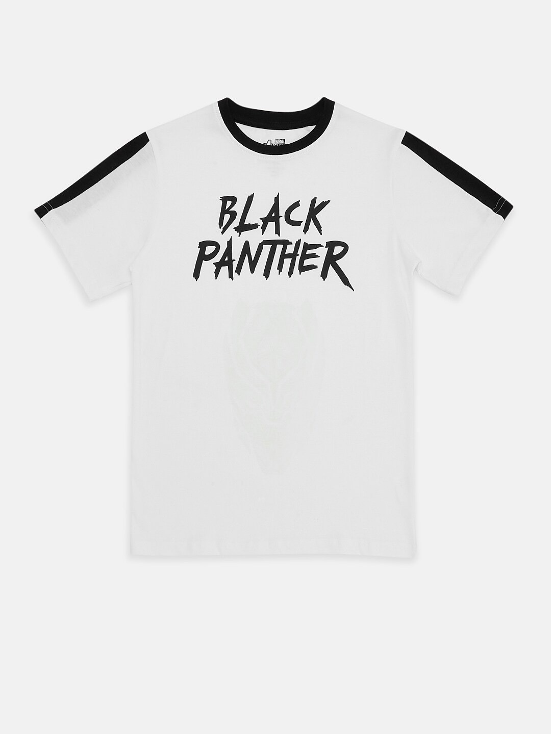 

Pantaloons Junior Boys Black Panther Typography Printed Cotton T-shirt, White