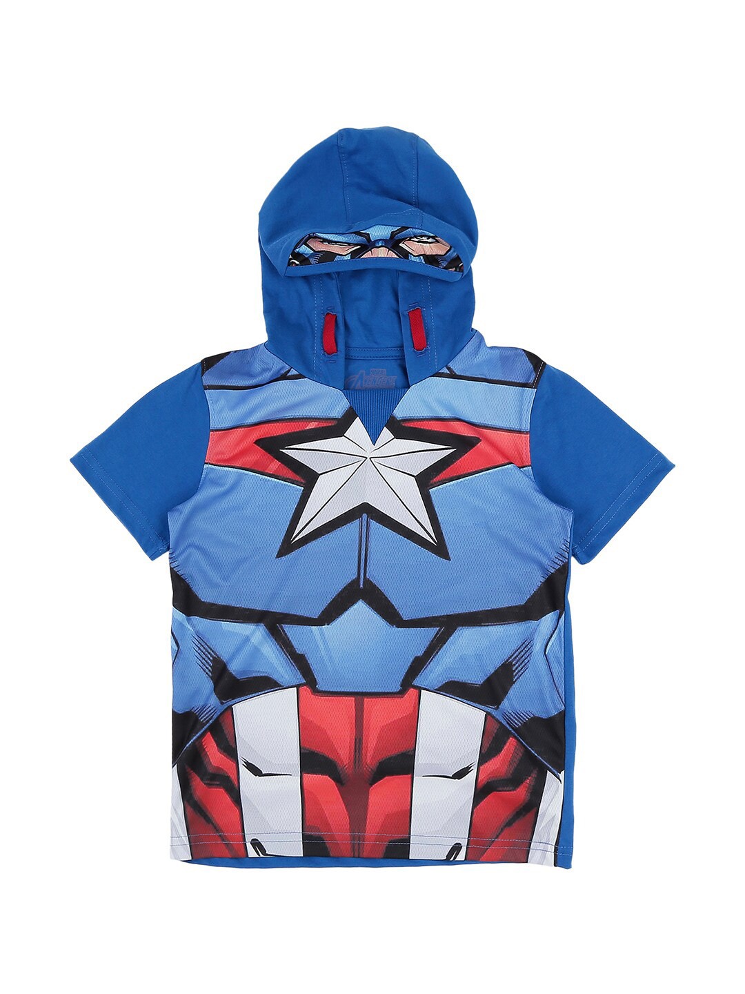 

Pantaloons Junior Boys Captain America Printed Hooded Cotton T-shirt, Blue