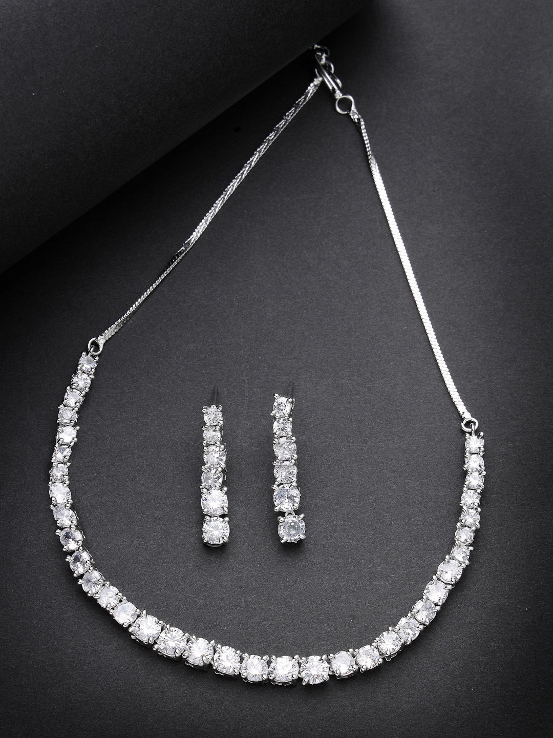 

Anouk Silver-Plated American Diamond-Studded Jewellery Set