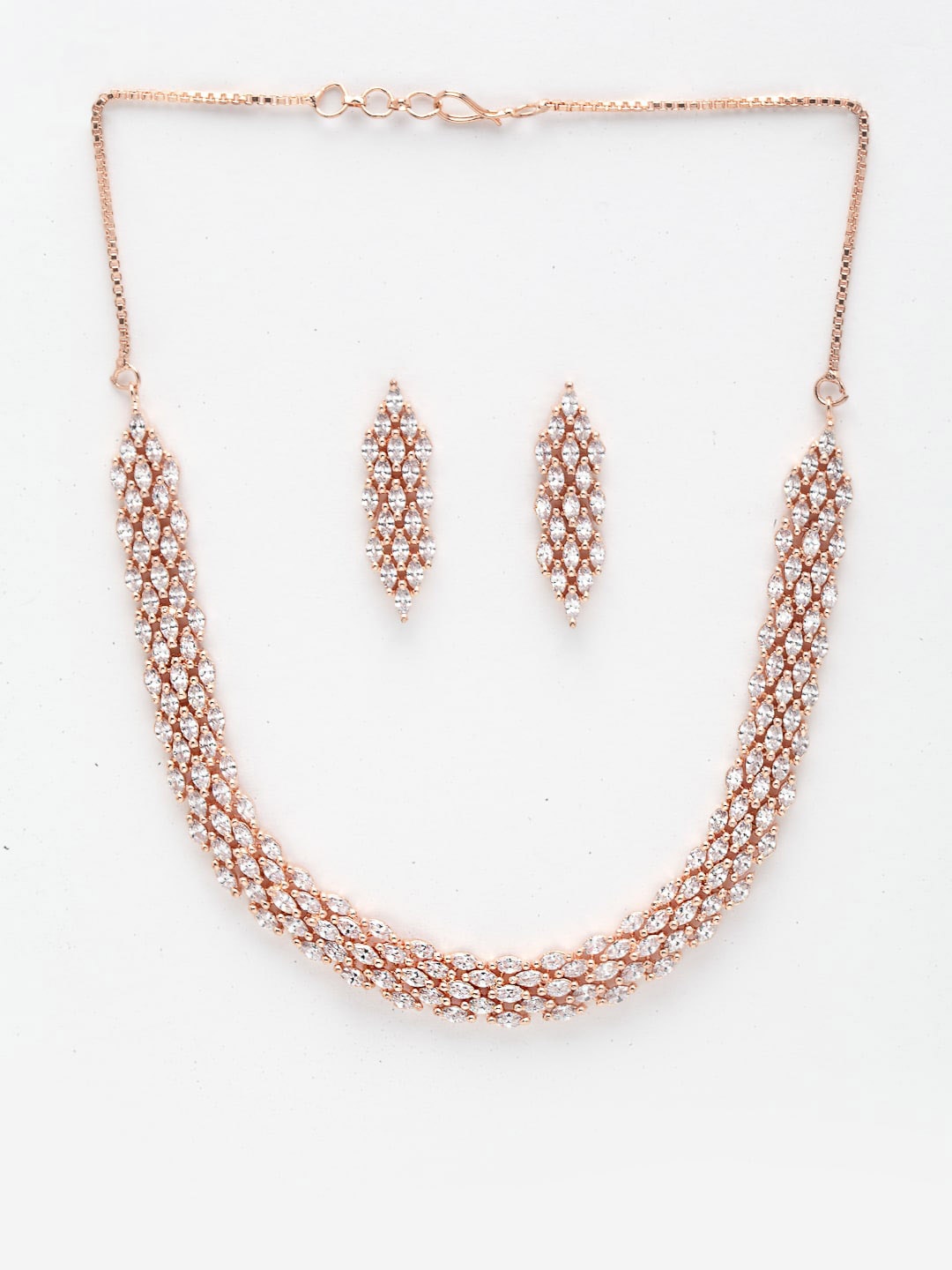 

Anouk Rose Gold-Plated American Diamond Studded Jewellery Set