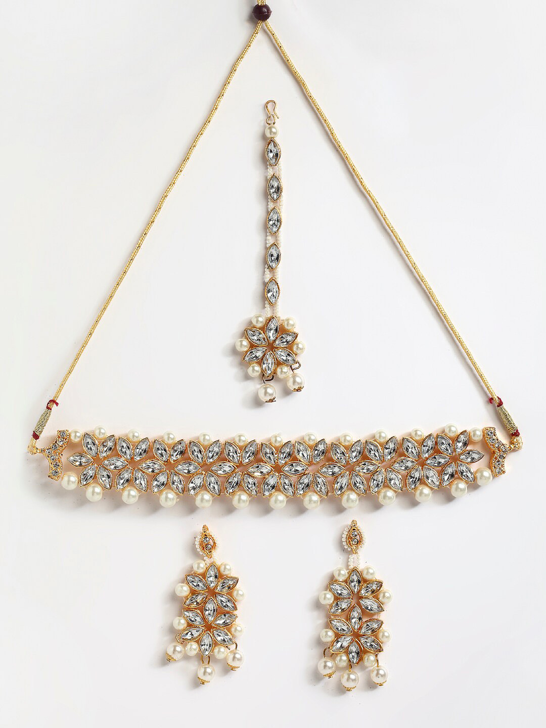 

Anouk Gold-Plated Kundan Studded Necklace & Earrings With Maang Tika
