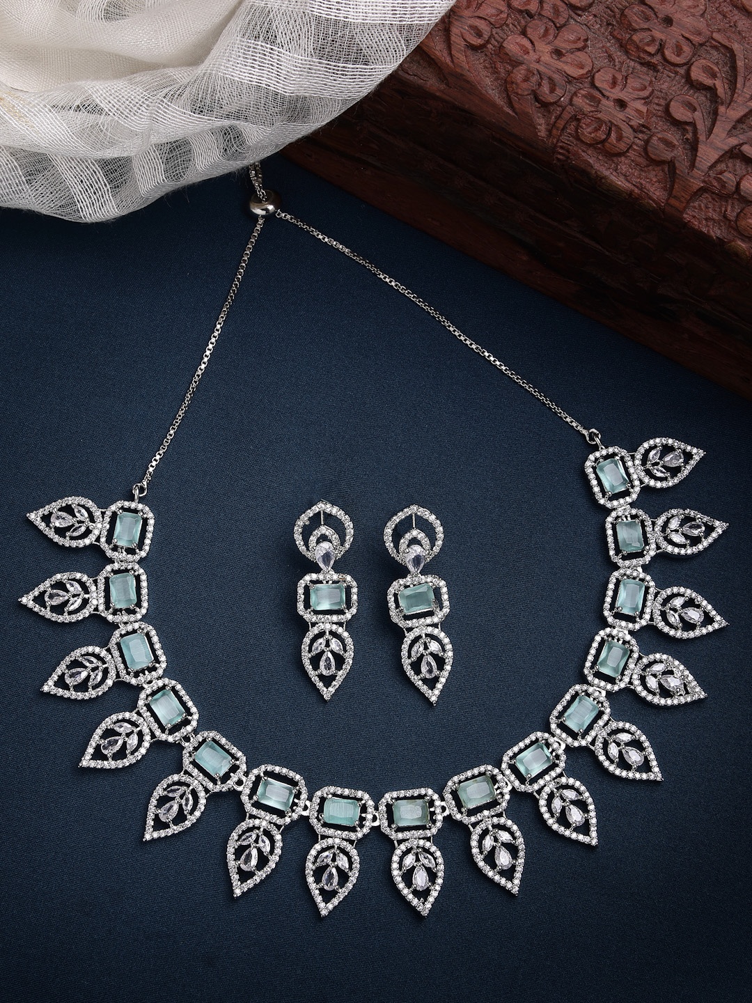 

Anouk Silver-Plated AD-Studded Necklace & Earrings