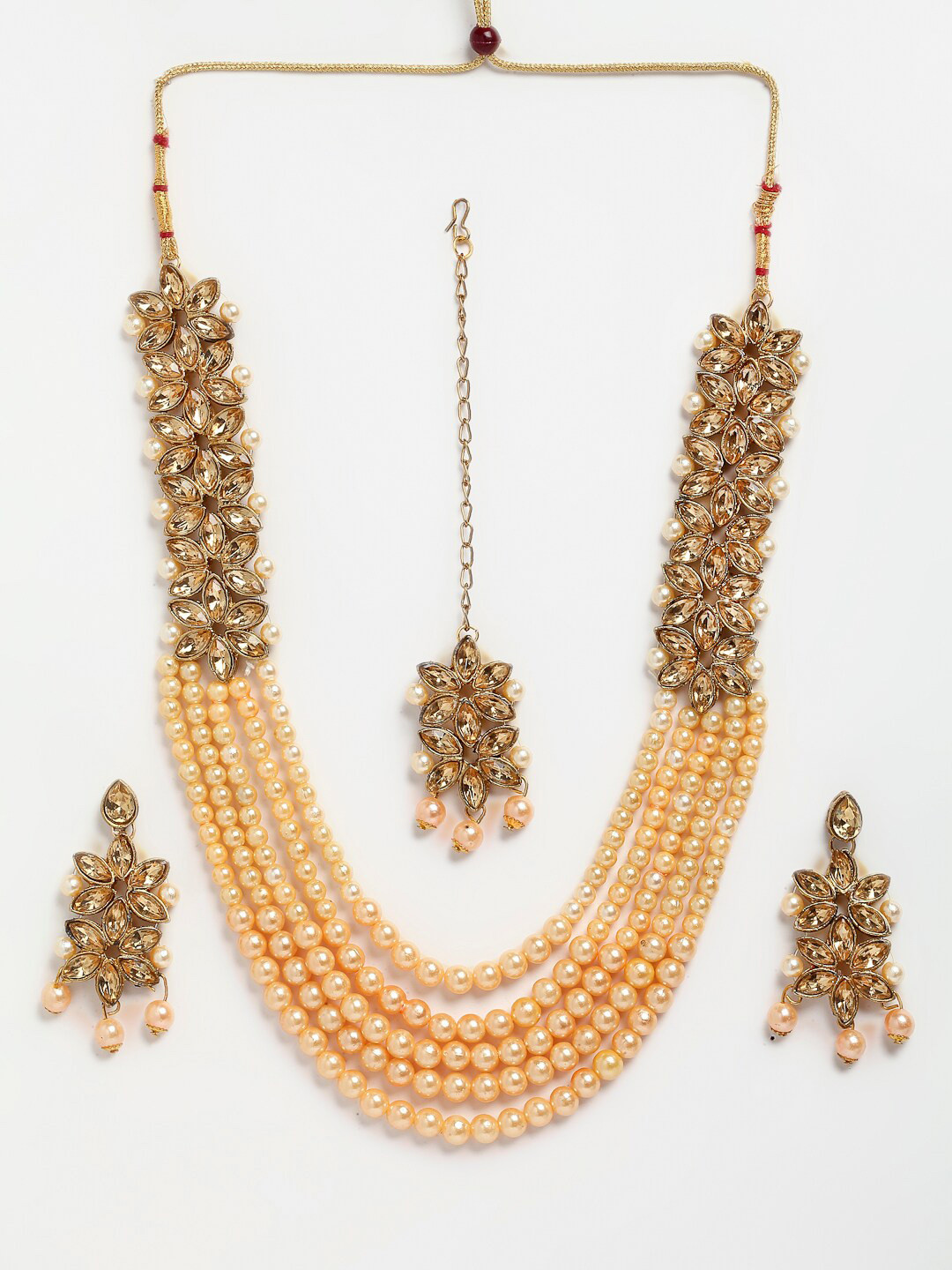 

Anouk Gold-Plated Kundan Studded & Beaded Necklace & Earrings