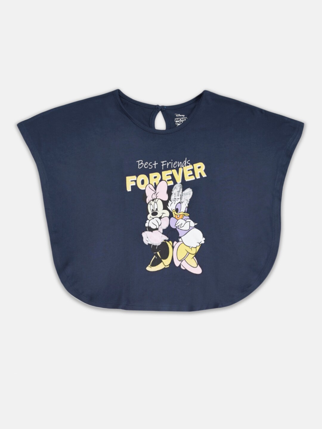 

Pantaloons Junior Girls Minnie & Daisy Graphic Printed Extended Sleeves Crop Cape Top, Navy blue
