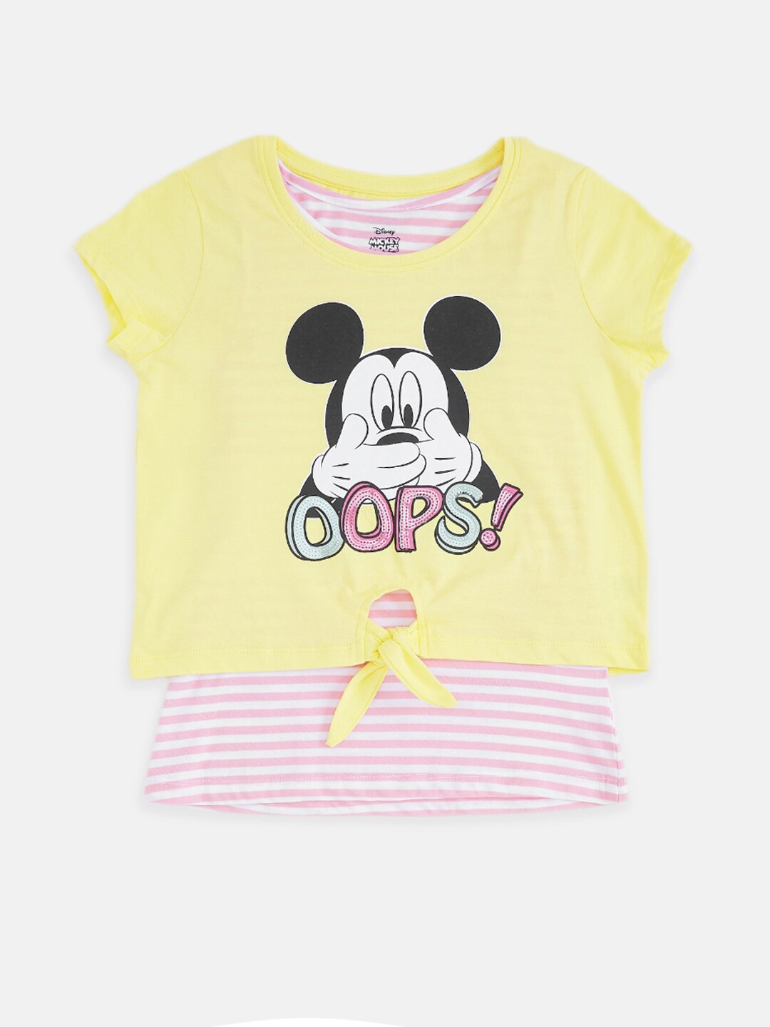 

Pantaloons Junior Girls Minnie Mouse Printed Cotton Casual T-shirt, Yellow