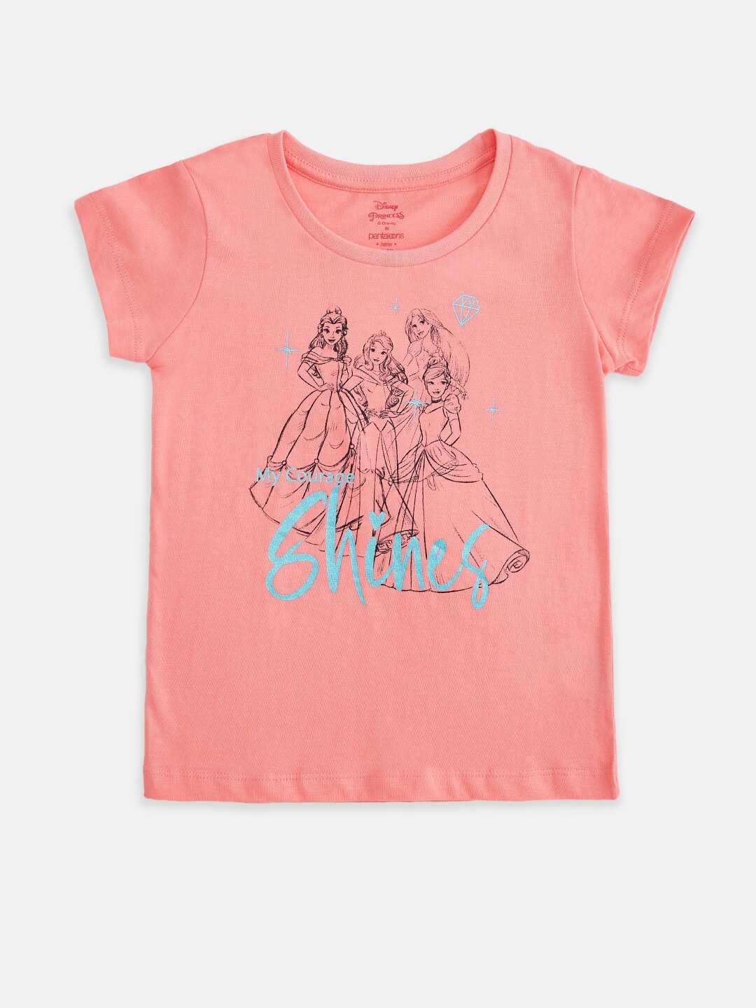 

Pantaloons Junior Girls Frozen Graphic Printed Cotton T-Shirt, Pink