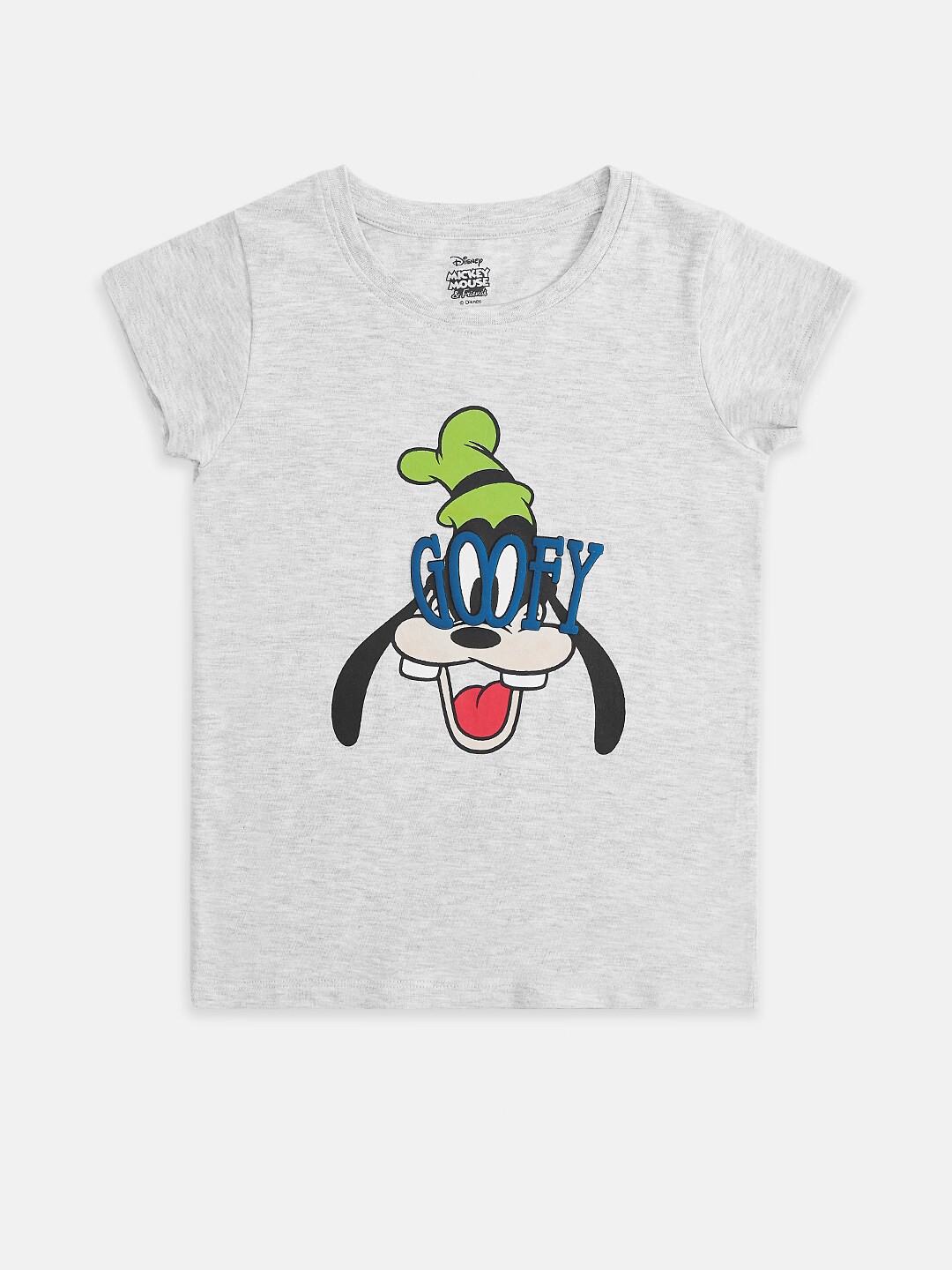 

Pantaloons Junior Girls Minnie Mouse Graphic Printed Cotton T-Shirt, Grey melange