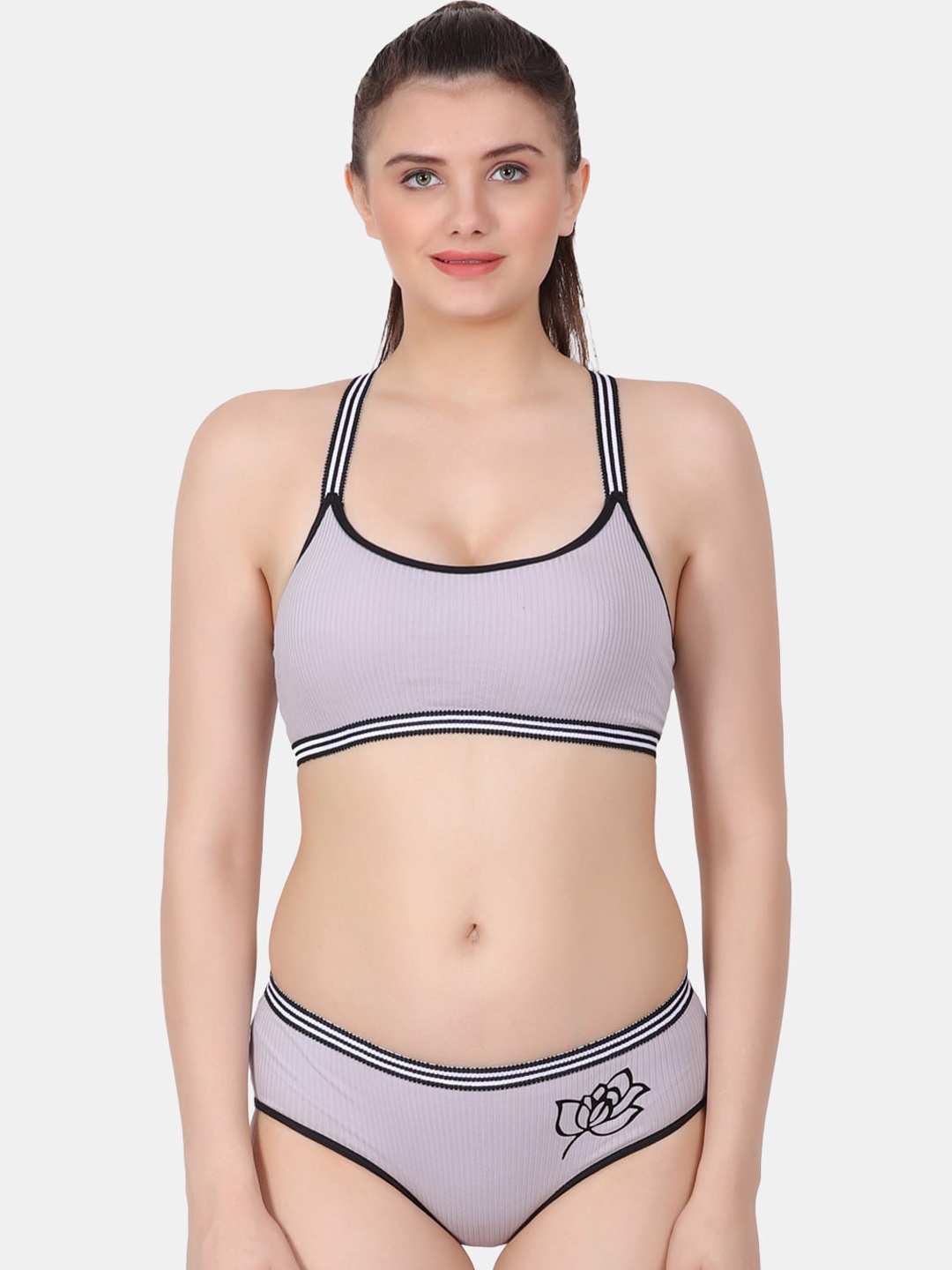 

Amour Secret Lightly Padded Lingerie Set, Grey