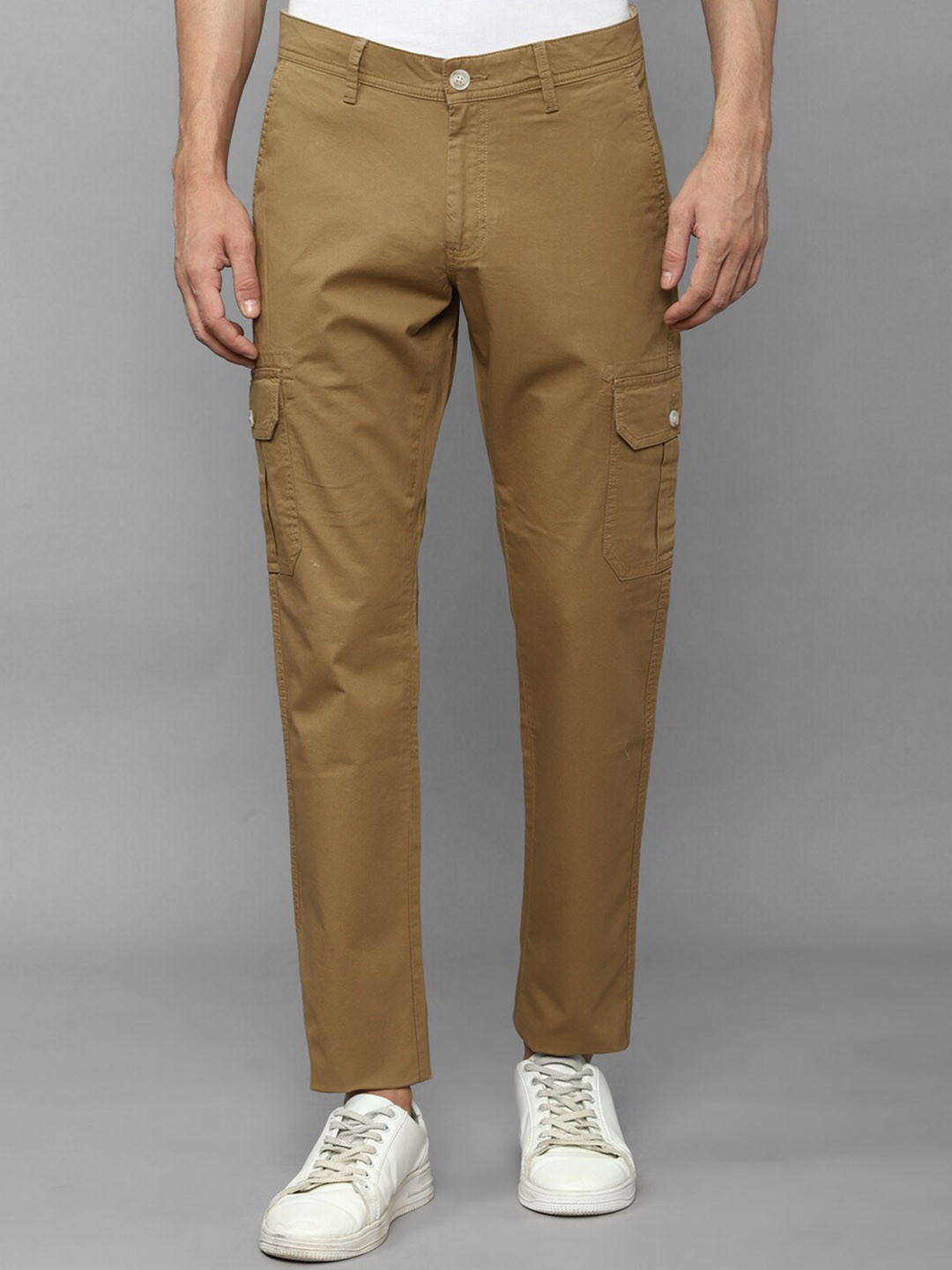 

Allen Solly Men Slim Fit Cargos Trousers, Brown