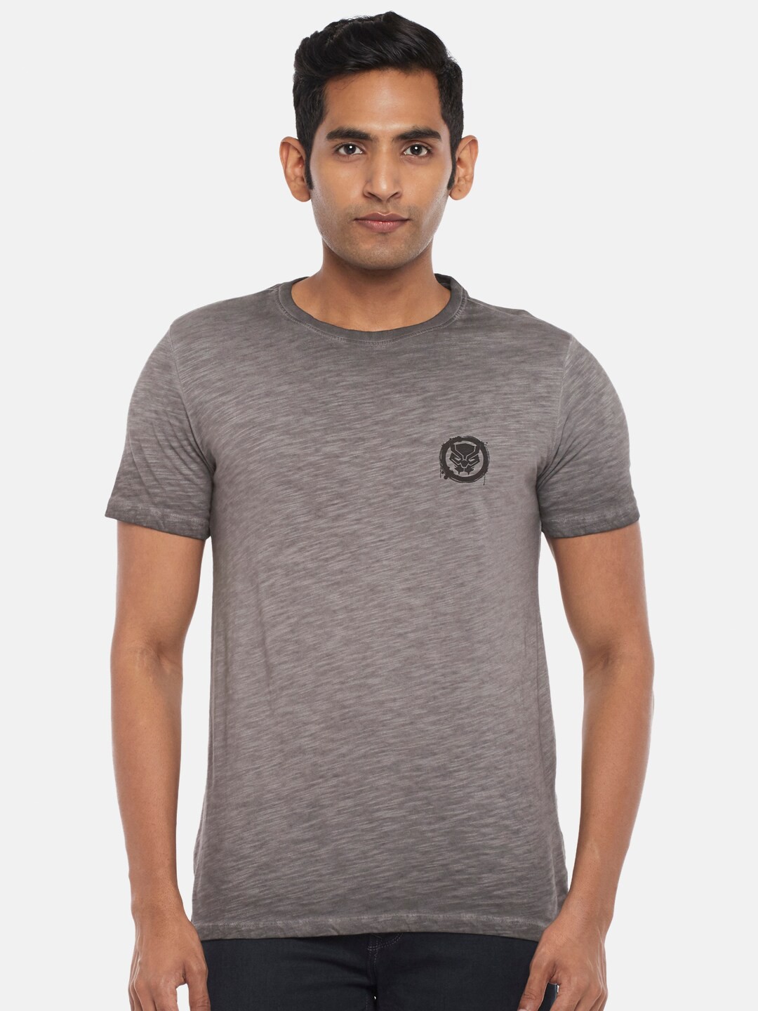 

SF JEANS by Pantaloons Round Neck Pure Cotton Slim Fit T-shirt, Grey