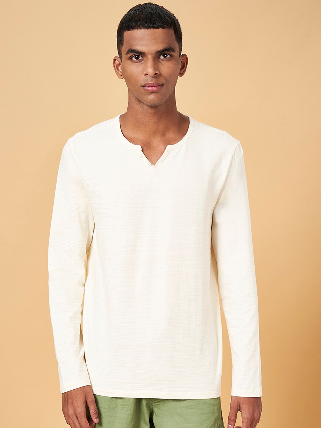 

Urban Ranger by pantaloons Henley Neck Long Sleeve Slim Fit T-shirt, Off white
