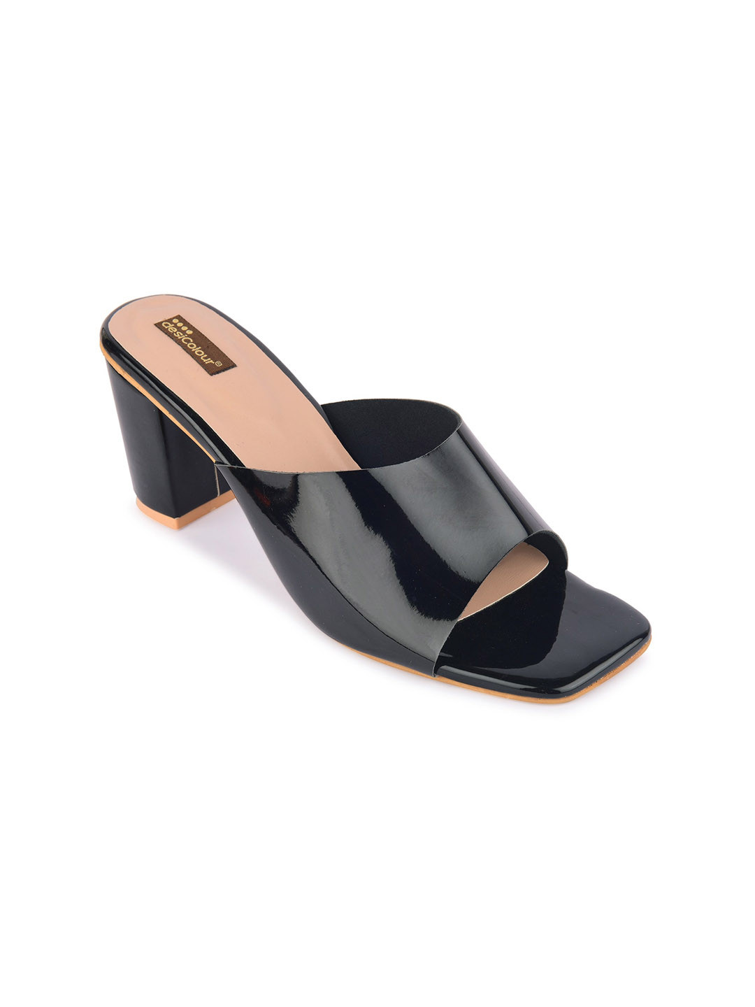 

DESI COLOUR Open Back Party Block Heels, Black
