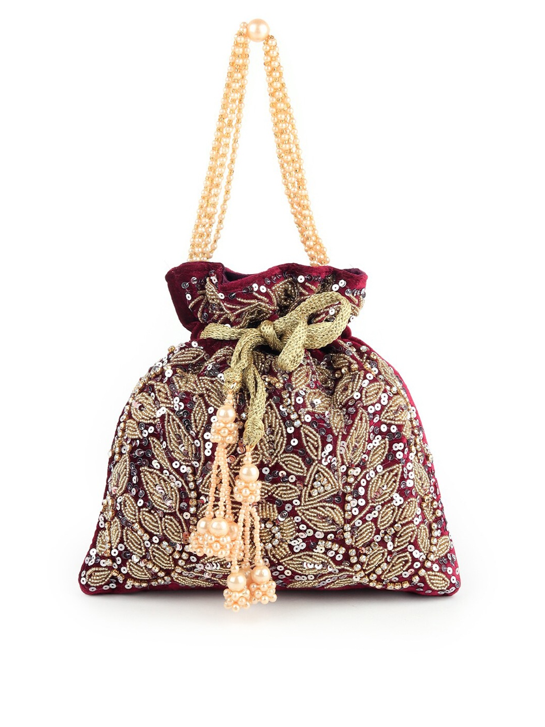 

ODETTE Embroidered Potli Clutch, Violet