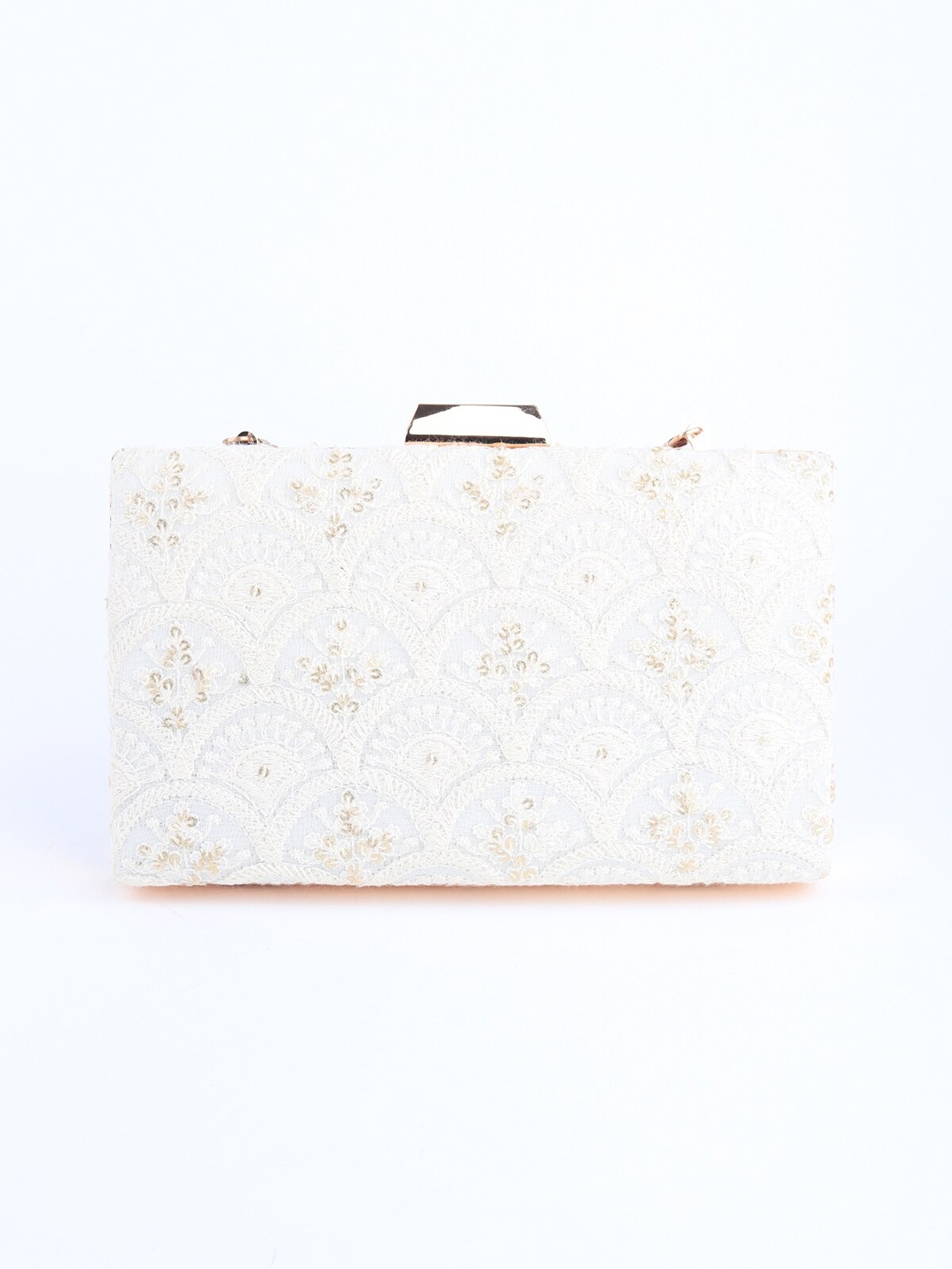 

ODETTE Embroidered Box Clutch, White