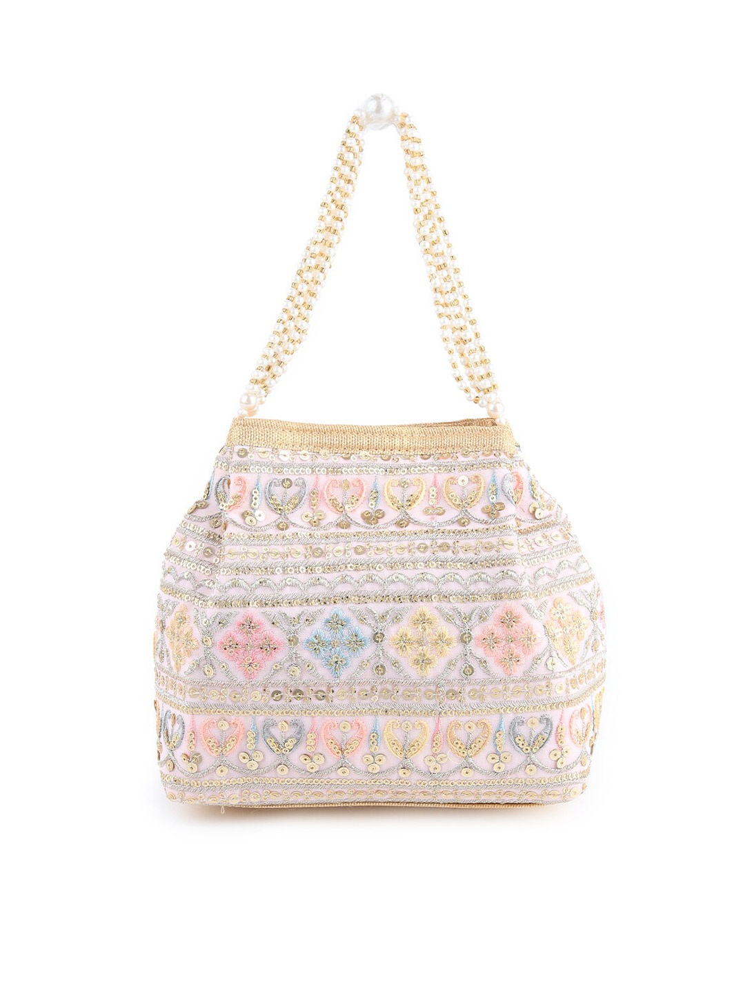 

ODETTE Embroidered Purse Clutch, Pink