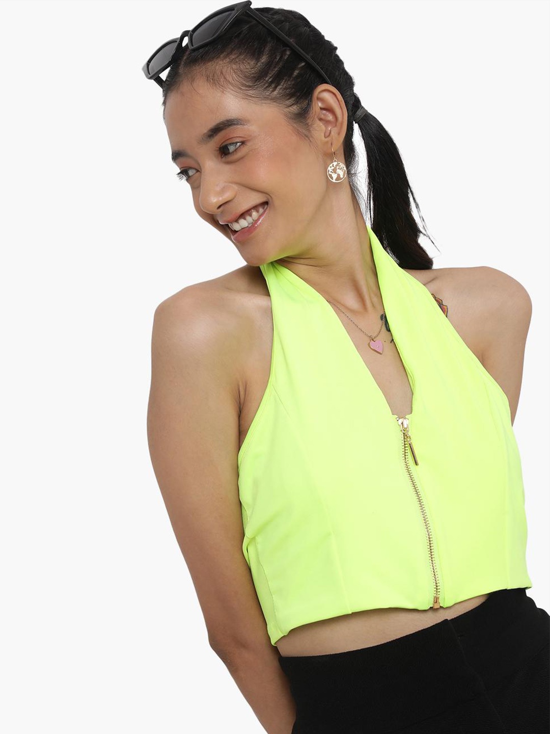 

Virgio Halter Neck Regular Top, Yellow