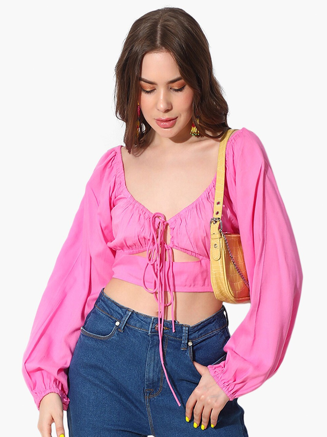 

Virgio Scoop Neck Puff Sleeve Top, Pink