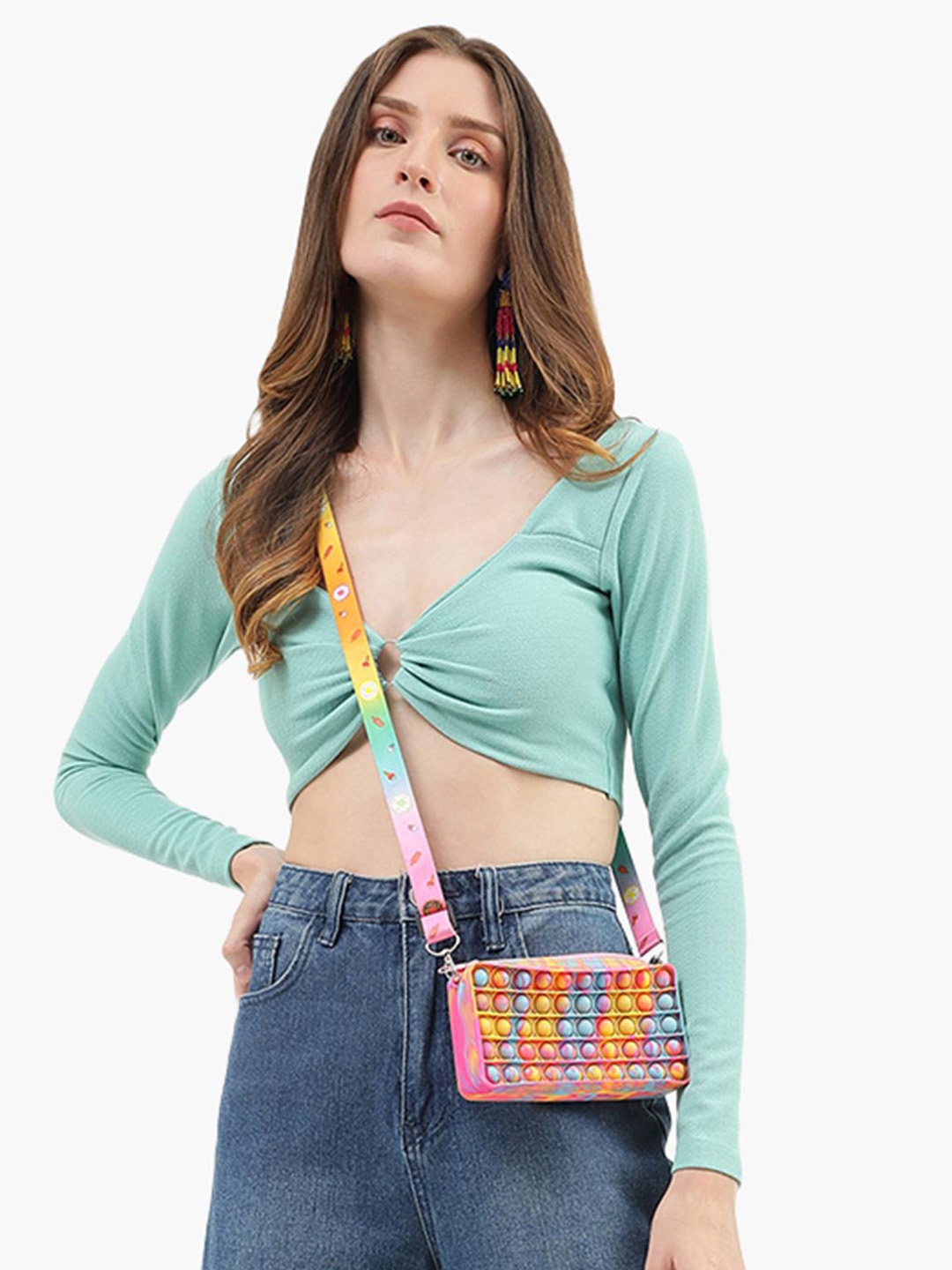 

Virgio V-Neck Crop Top, Blue