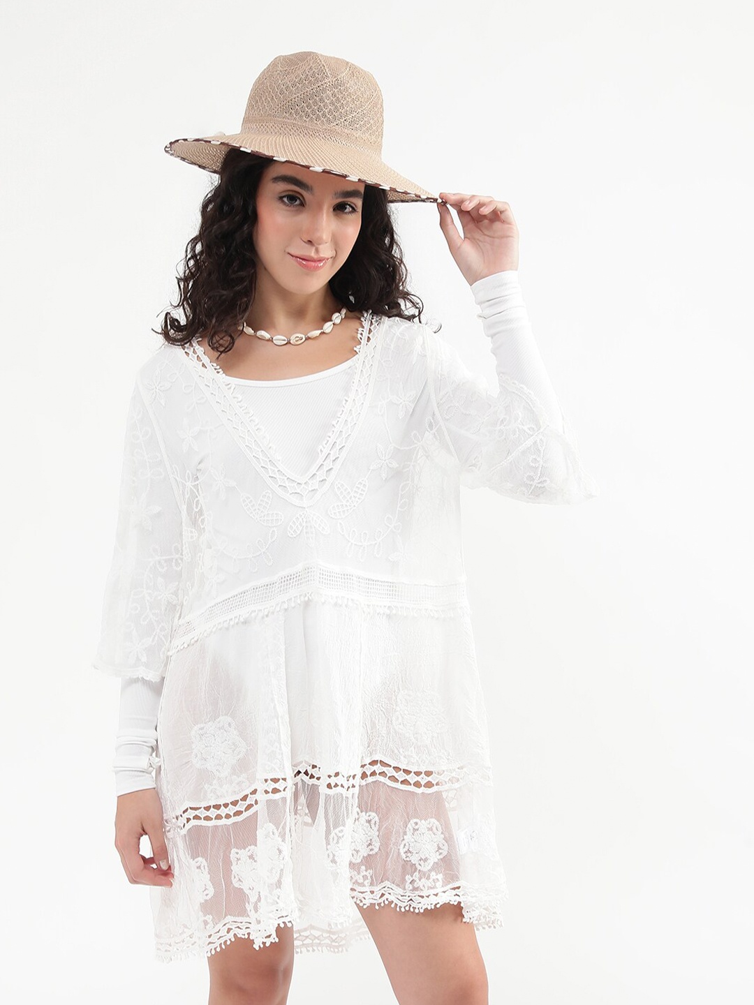 

Virgio Cotton V-Neck Dress, White