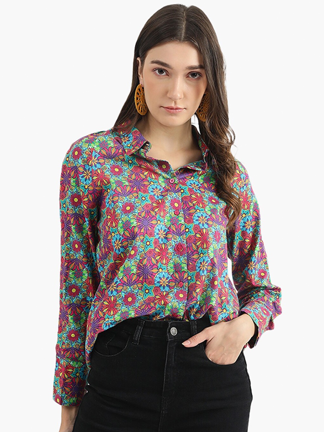 

Virgio Floral Printed Pure Cotton Casual Shirt, Brown