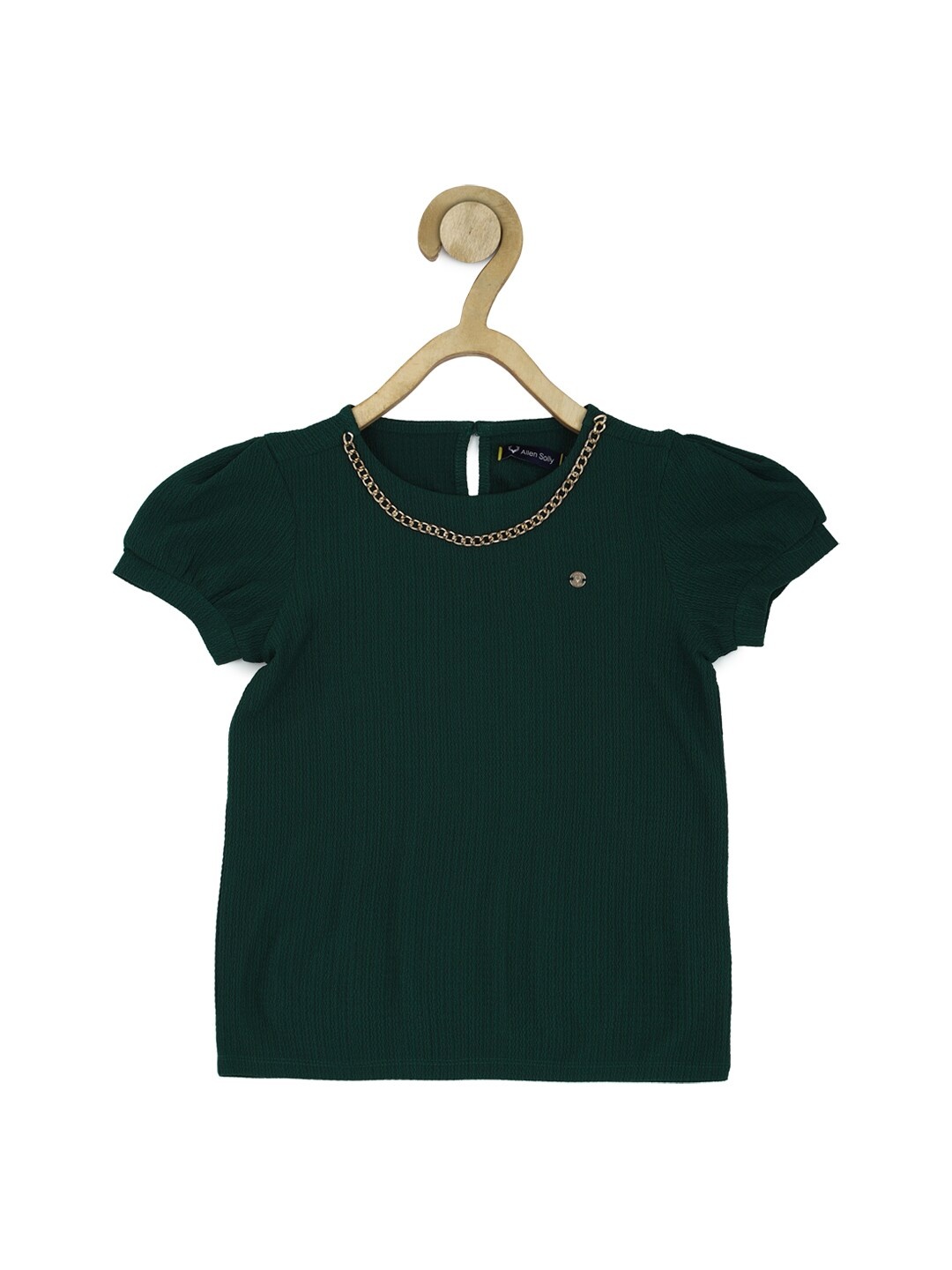 

Allen Solly Junior Girls Puff Sleeve Casual Top, Green