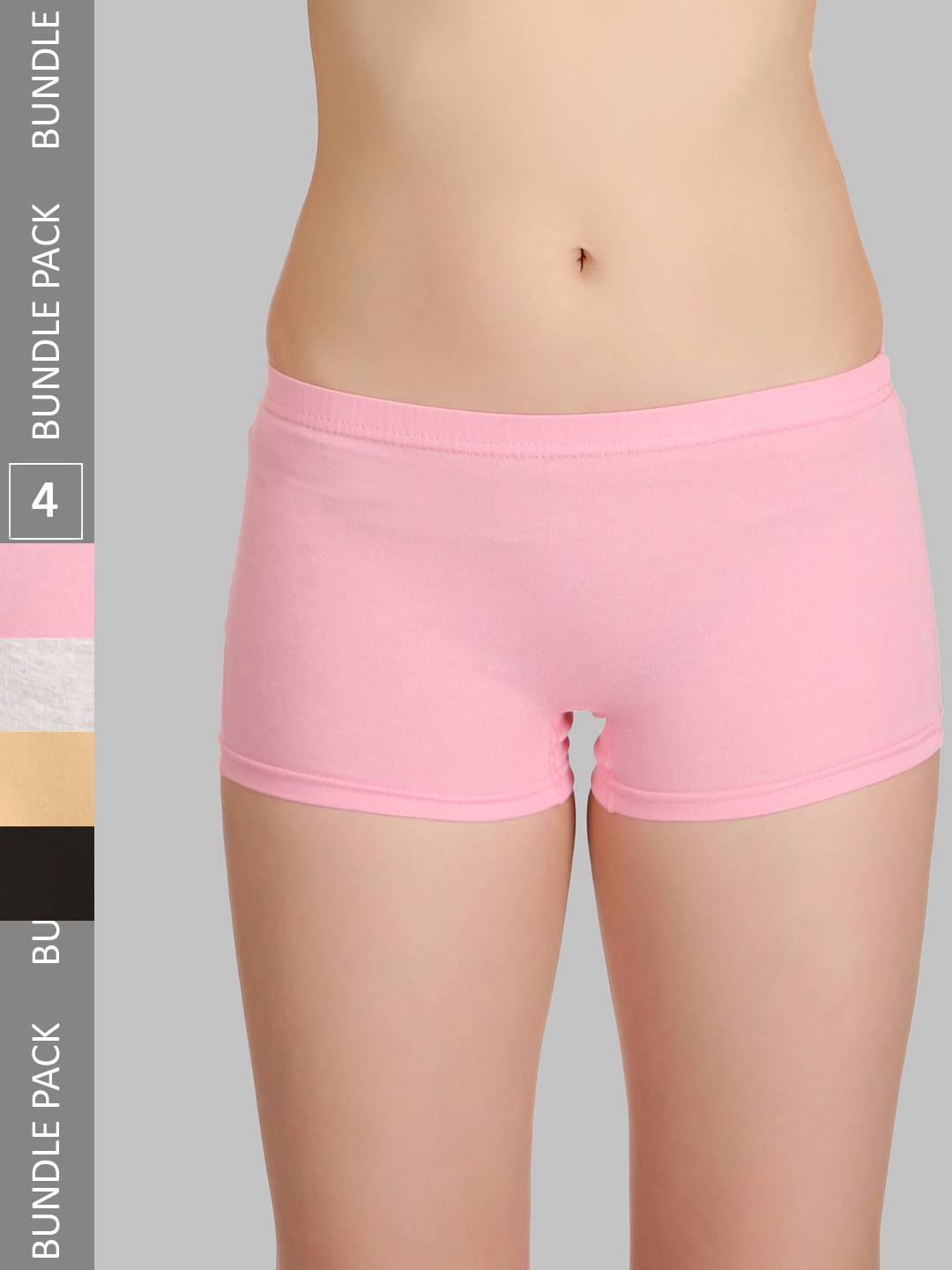 

SELFCARE Pack of 4 Soft Cotton Sinker Mid Rise Travel And Gym Boyshort Panties SN0872N, Grey