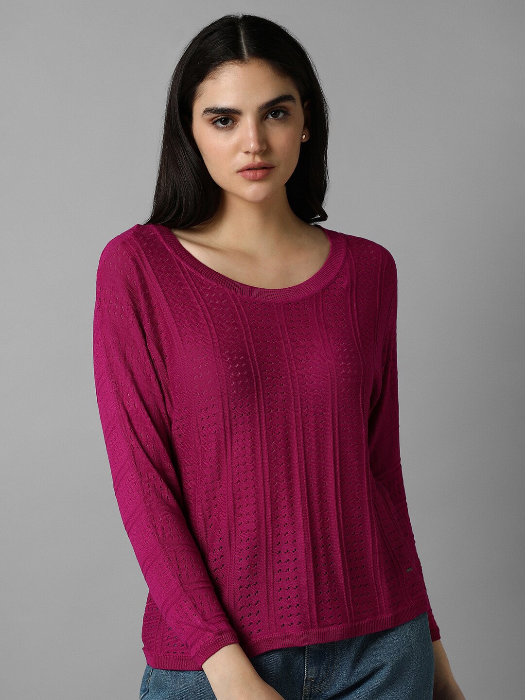 

Allen Solly Woman Self Designed Top, Burgundy