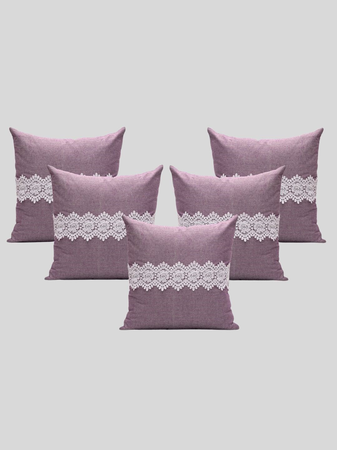 

OUSSUM Pink & White 5-Pieces Cotton Square Cushion Covers