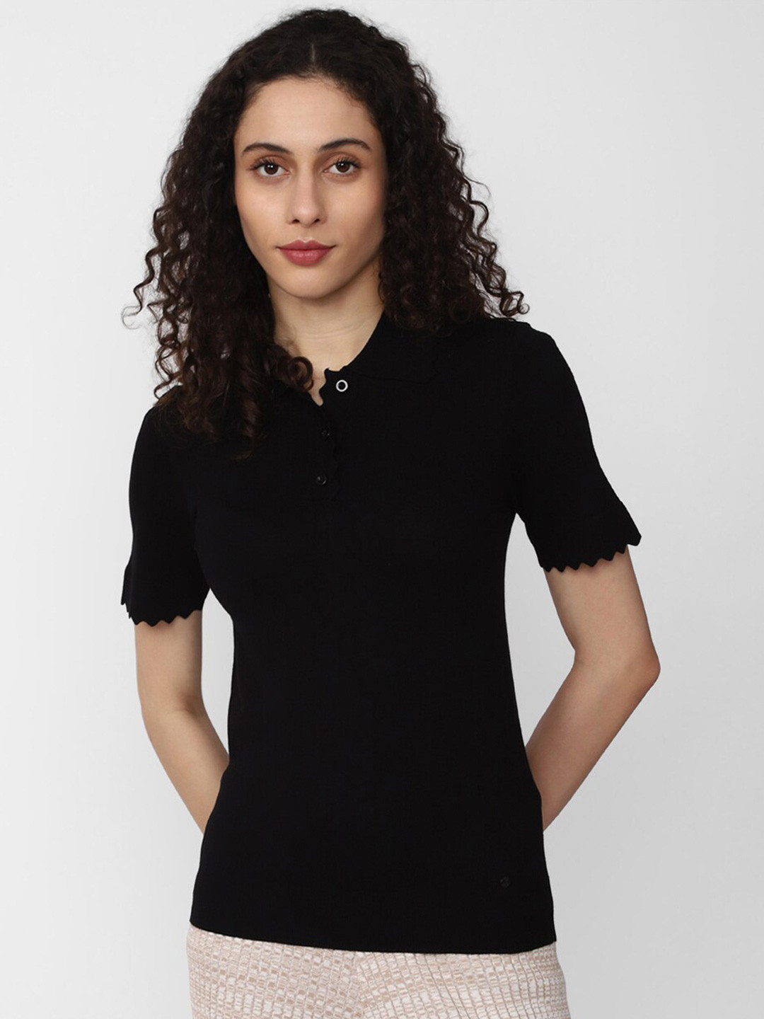 

Van Heusen Woman Mandarin Collar Fitted Formal Top, Black