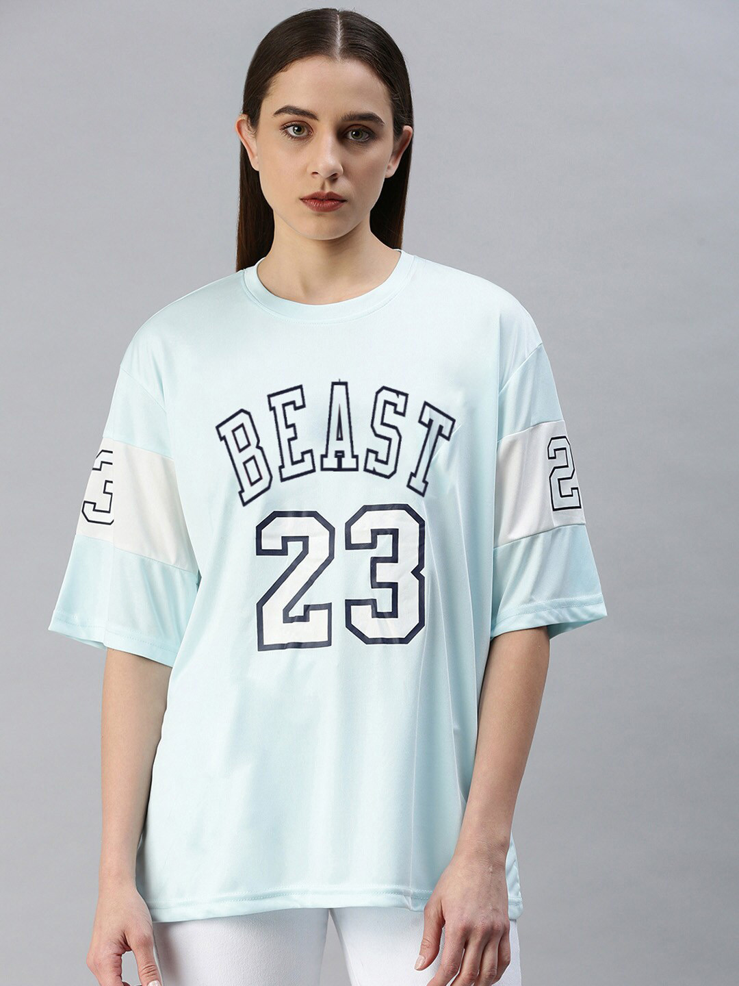 

Rodzen Typography Printed Oversized T-shirt, Blue