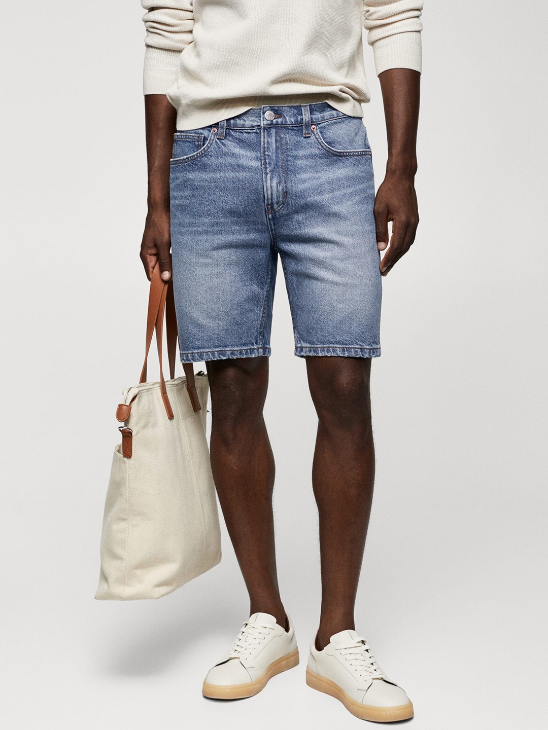

MANGO MAN Denim Shorts, Blue