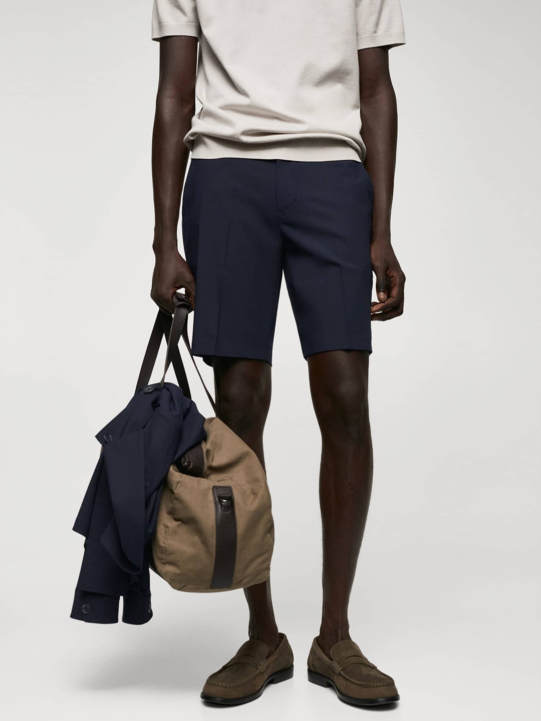 

MANGO MAN Slim Fit Bermuda Shorts, Navy blue