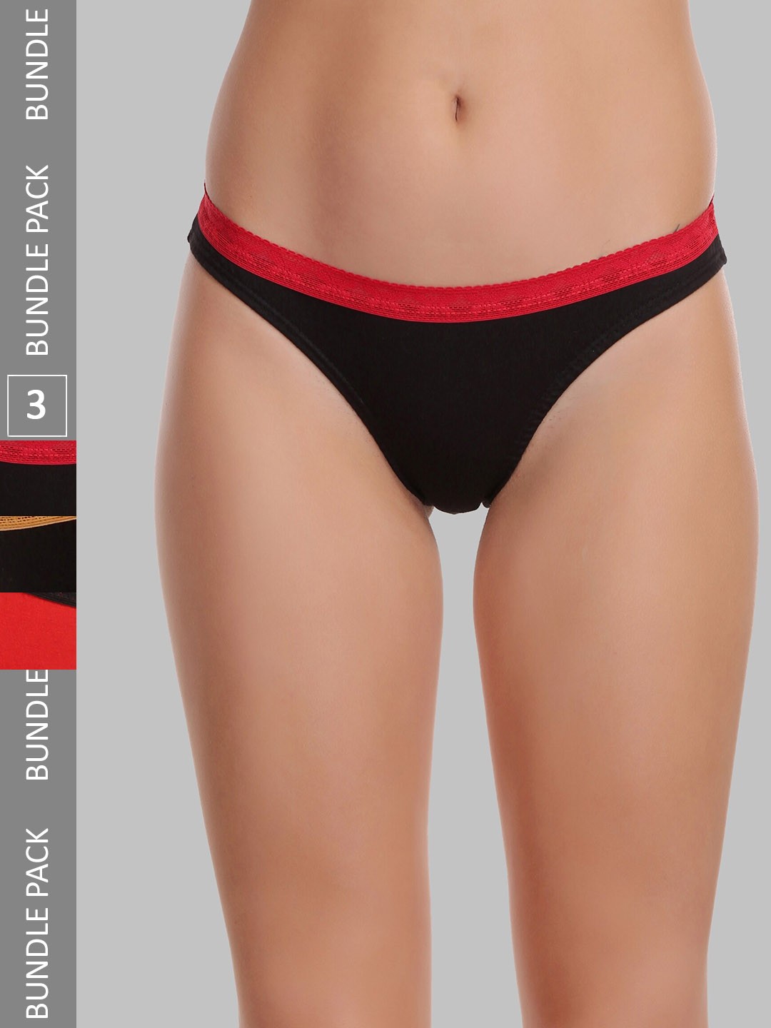 

SELFCARE Women Pack Of 3 Low-Rise Cotton Bikini Briefs SN2191N, Red