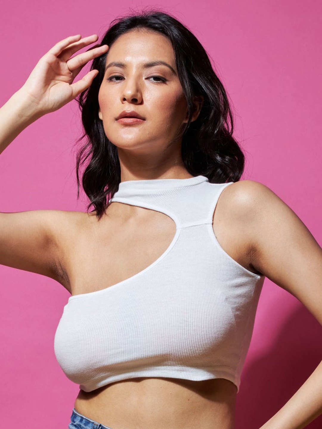 

Outcast Cut Out Fitted Crop Top, White