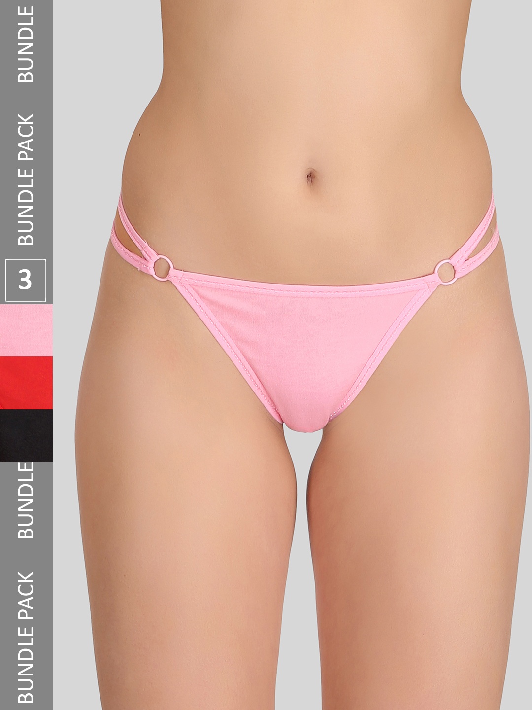 

SELFCARE Pack Of 3 Low-Rise Pure Soft Cotton Sinker Thongs SN1353N, Pink