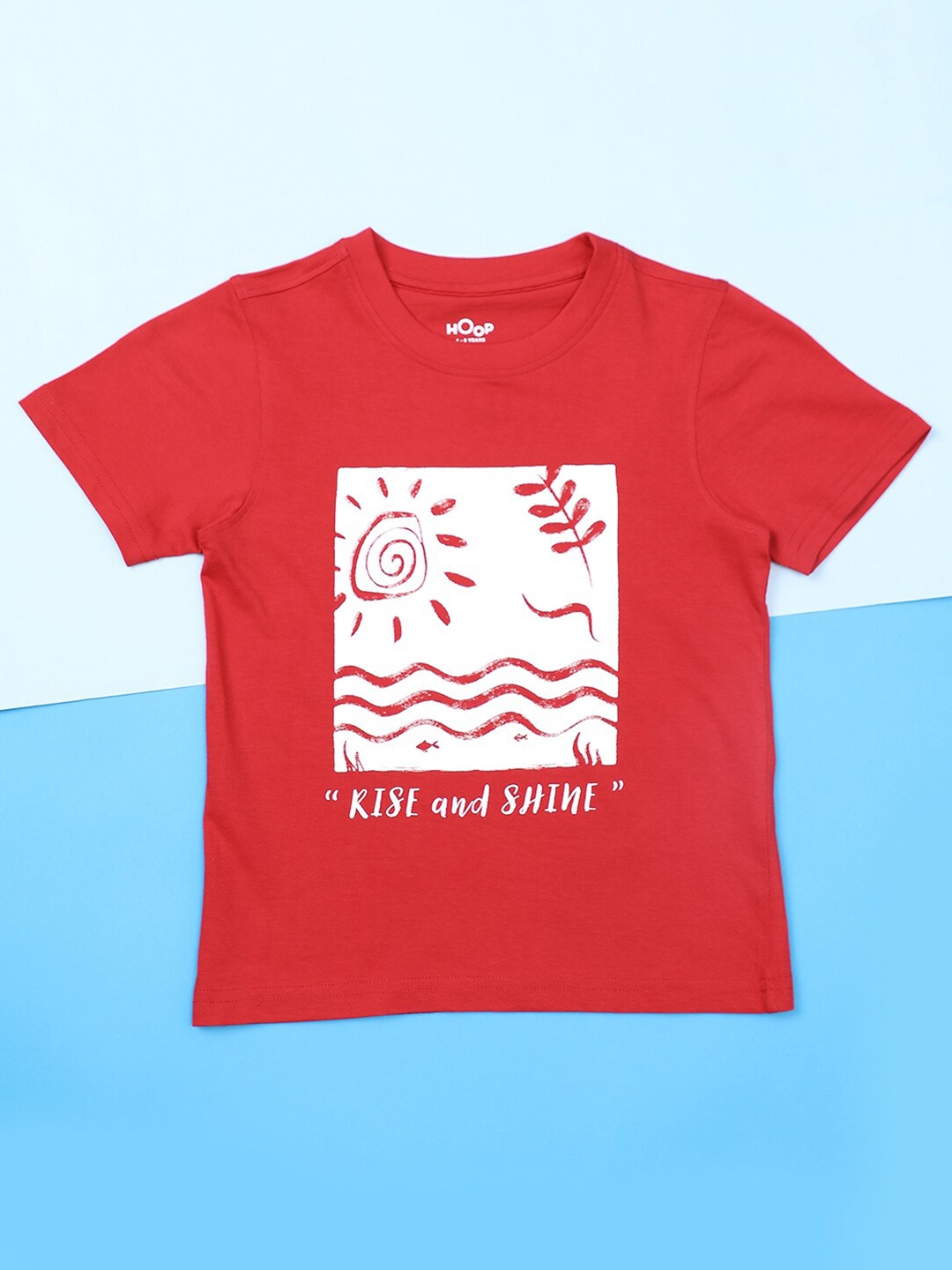 Hoop Boys Round Neck Graphic Printed Cotton T-shirt, Red