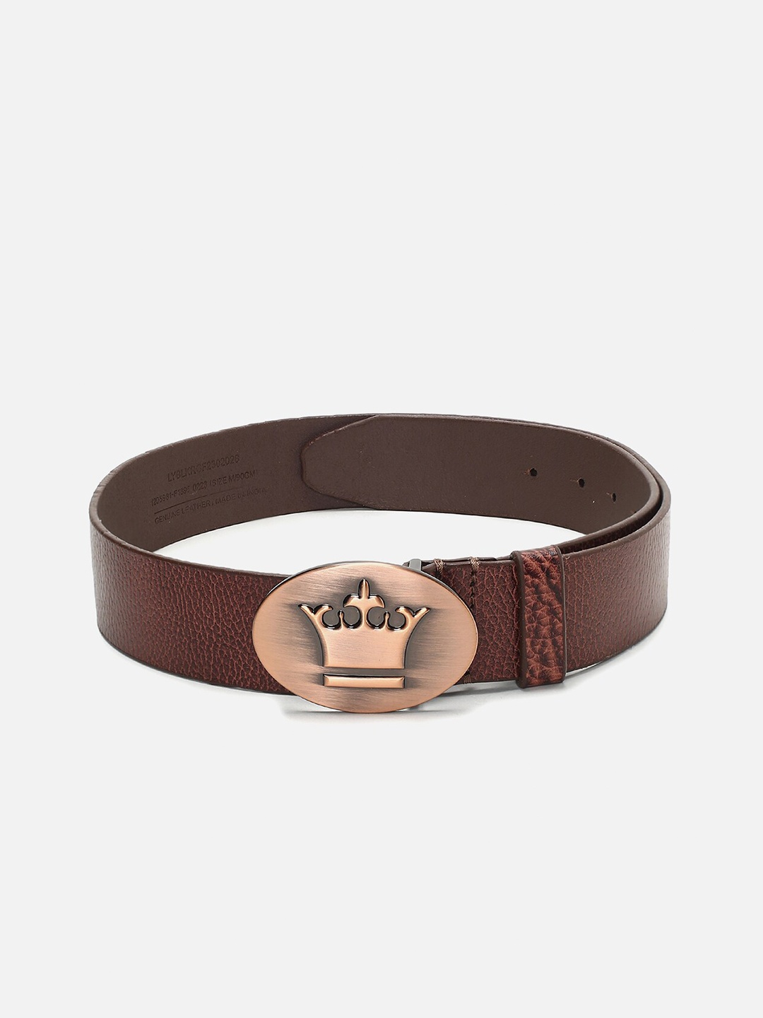 Louis Philippe Sport Men Textured Leather Formal Belt, Brown