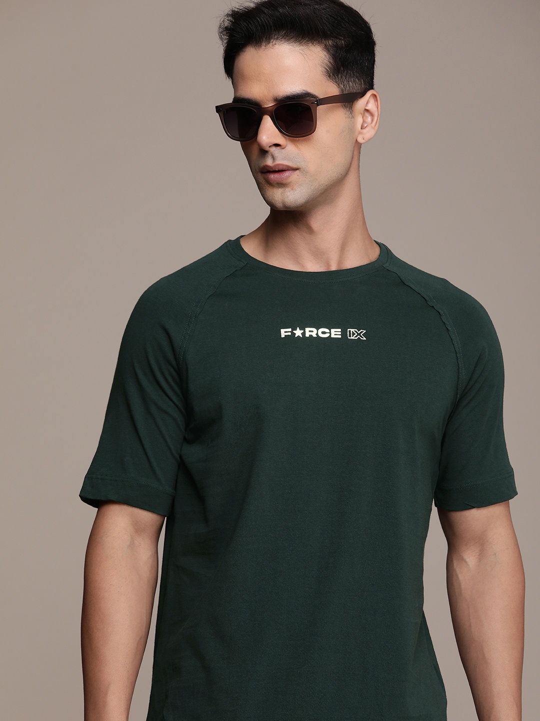

FORCE IX Brand Logo Printed Pure Cotton T-shirt, Green