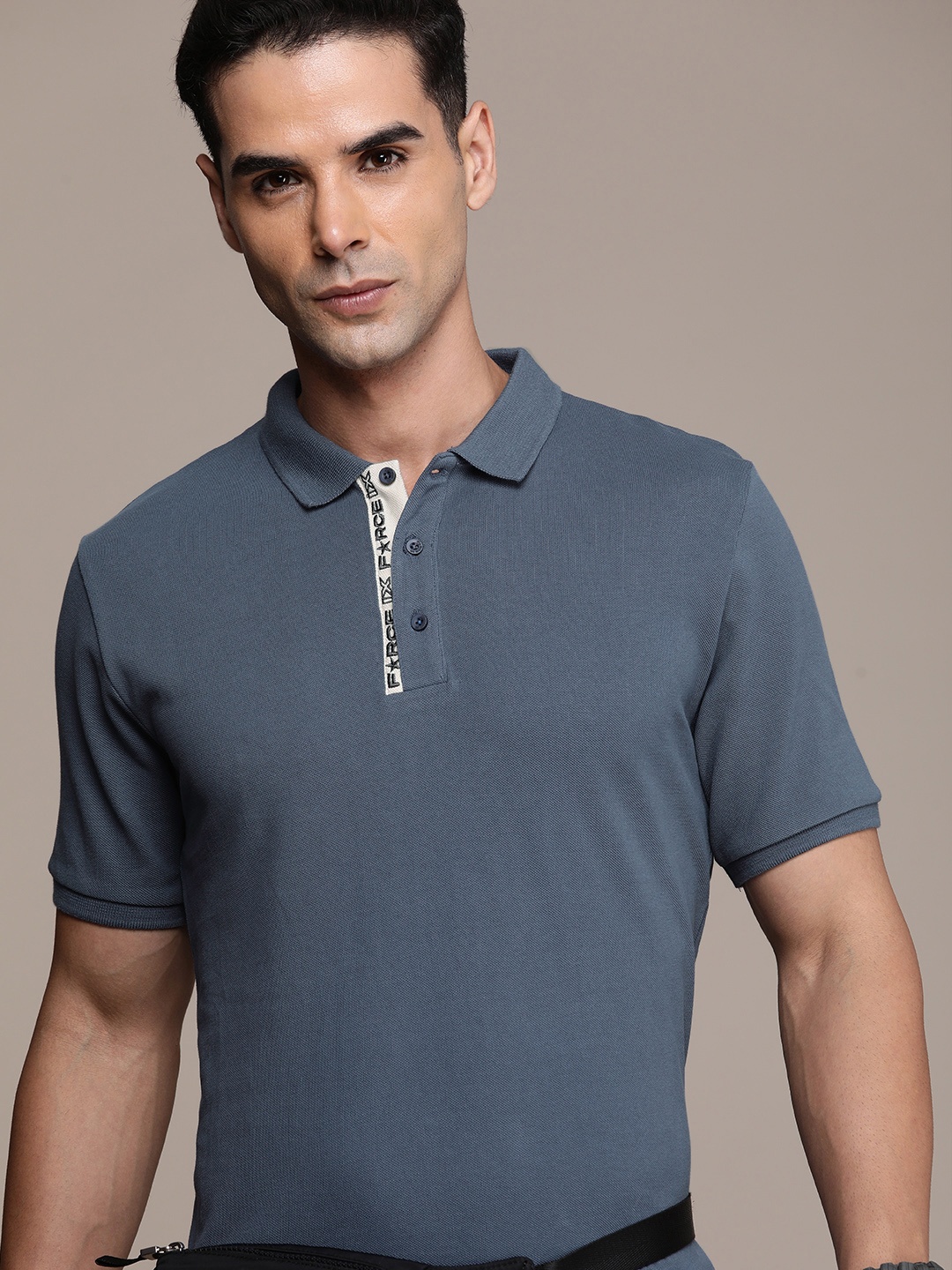 

FORCE IX Polo Collar Pure Cotton T-shirt, Blue