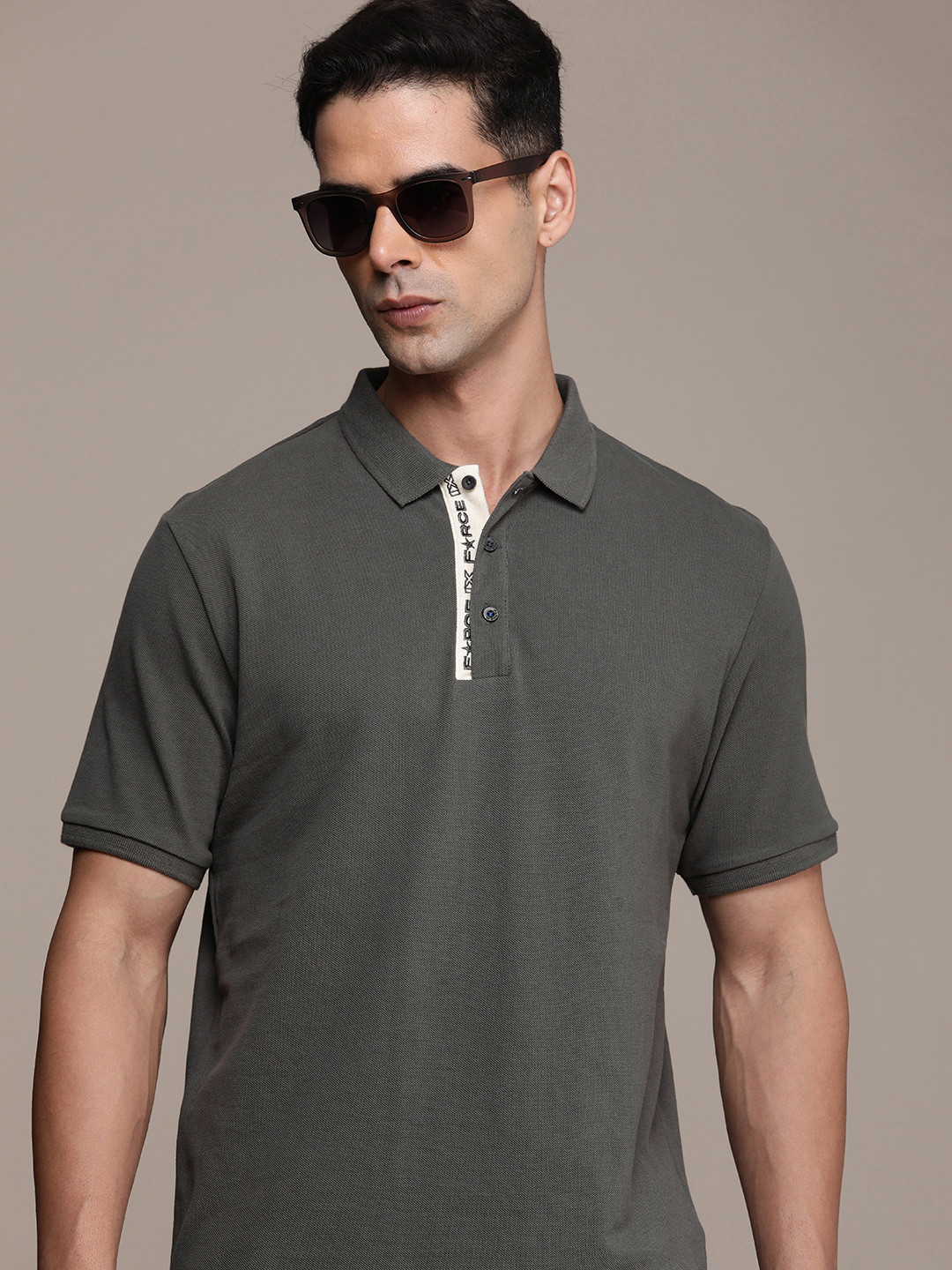 

FORCE IX Polo Collar Pure Cotton T-shirt, Grey
