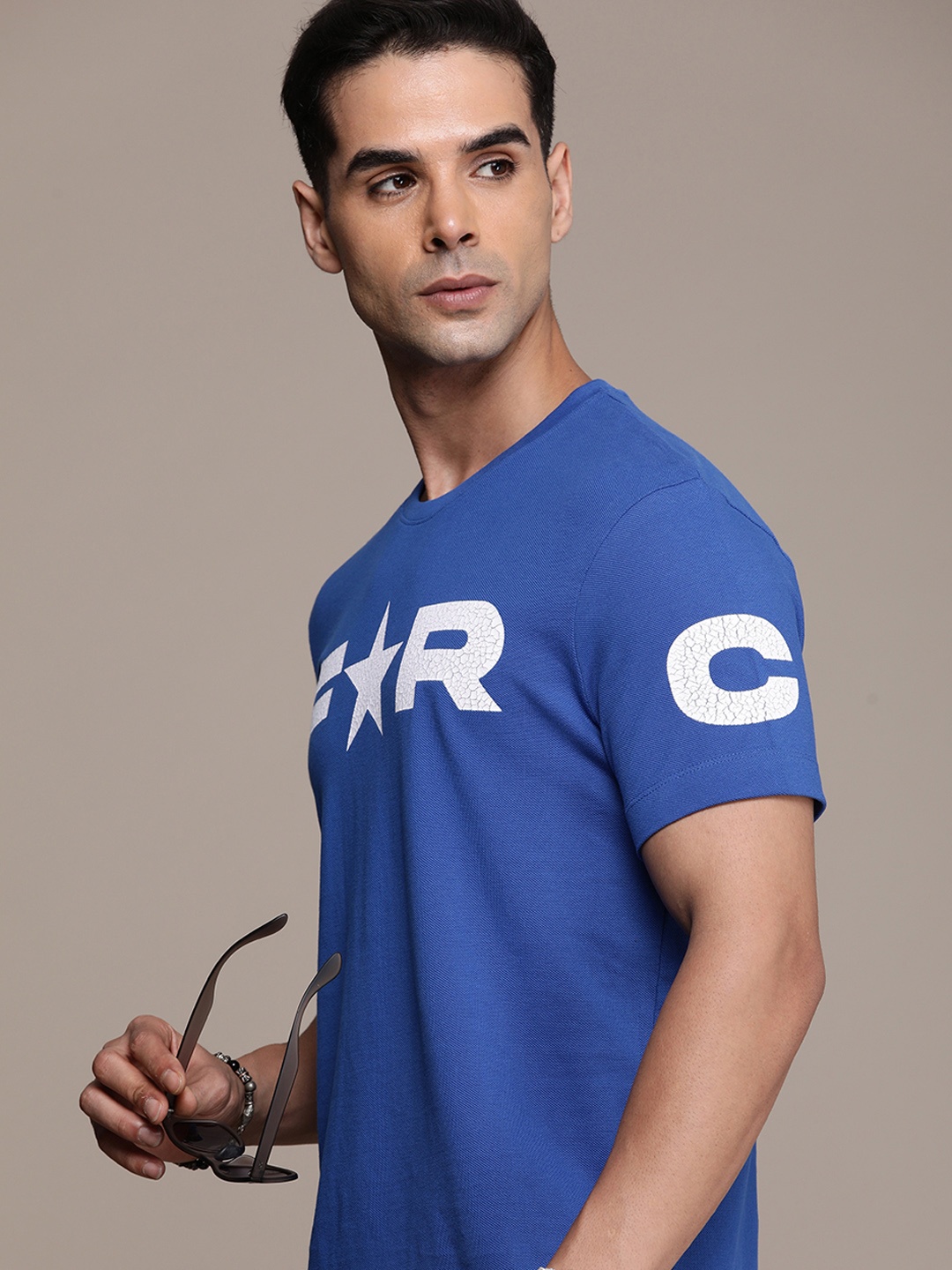 

FORCE IX Graphic Printed Pure Cotton T-shirt, Blue